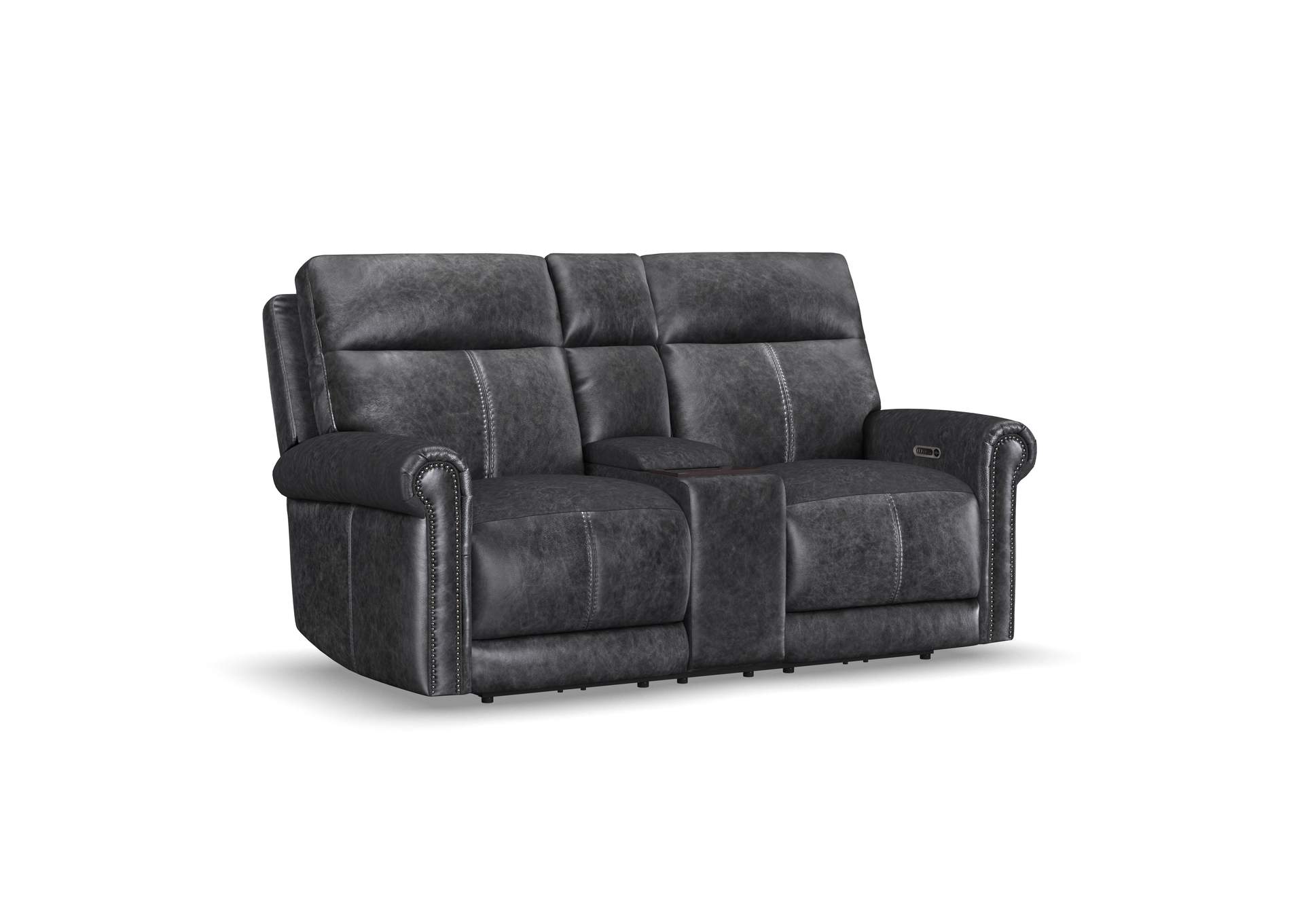 Alexander Power Reclining Loveseat with Console, Power Headrest & Lumbar image 1