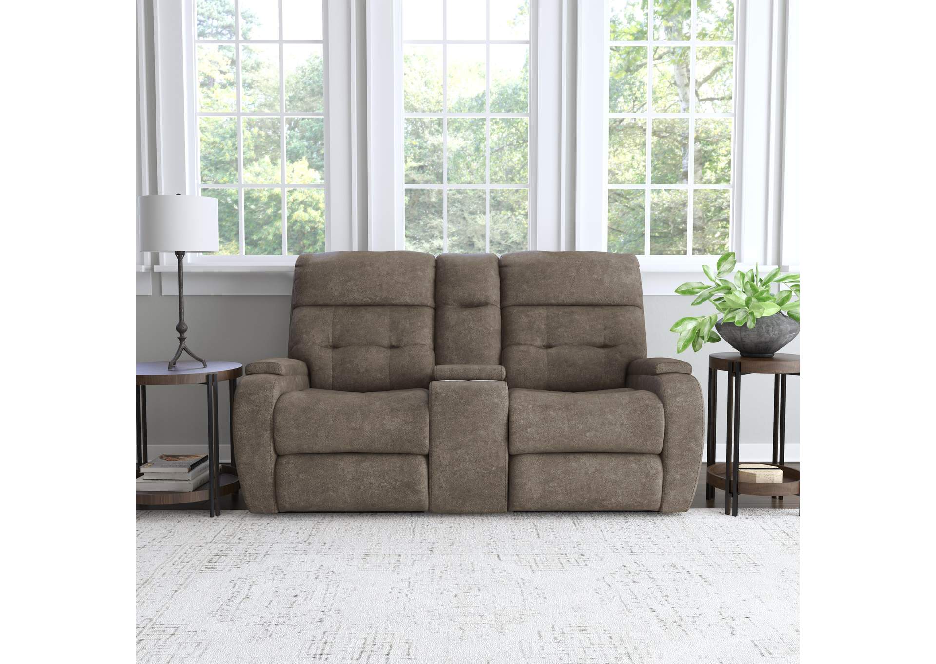 Strait Power Reclining Loveseat with Console & Power Headrests image 11