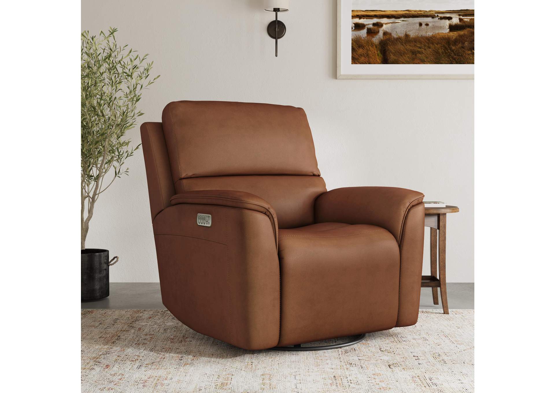 Henry Power Swivel Gliding Recliner with Power Headrest, Lumbar, Heat & Massage image 5