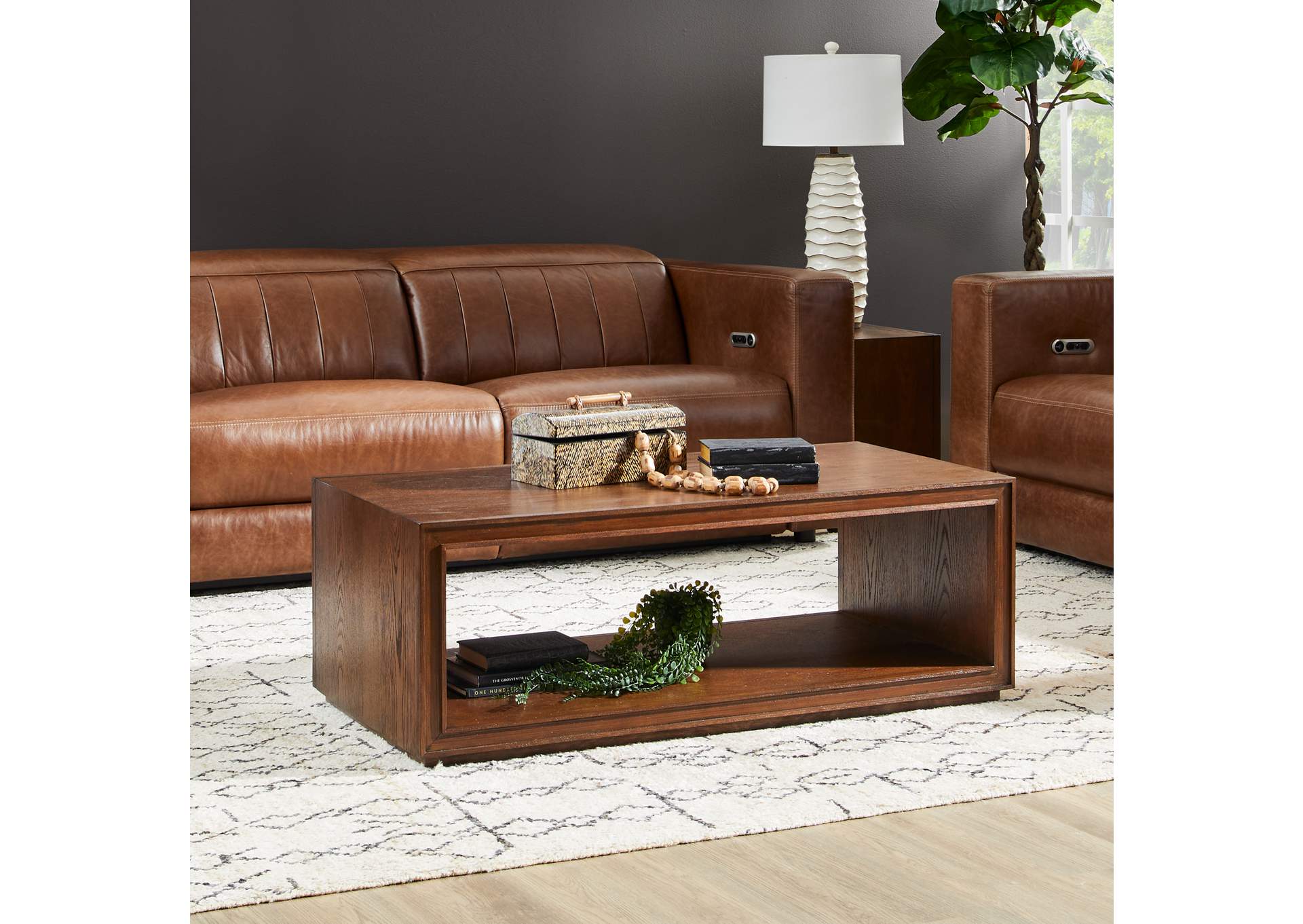 Waterfall Rectangular Coffee Table with Casters image 6