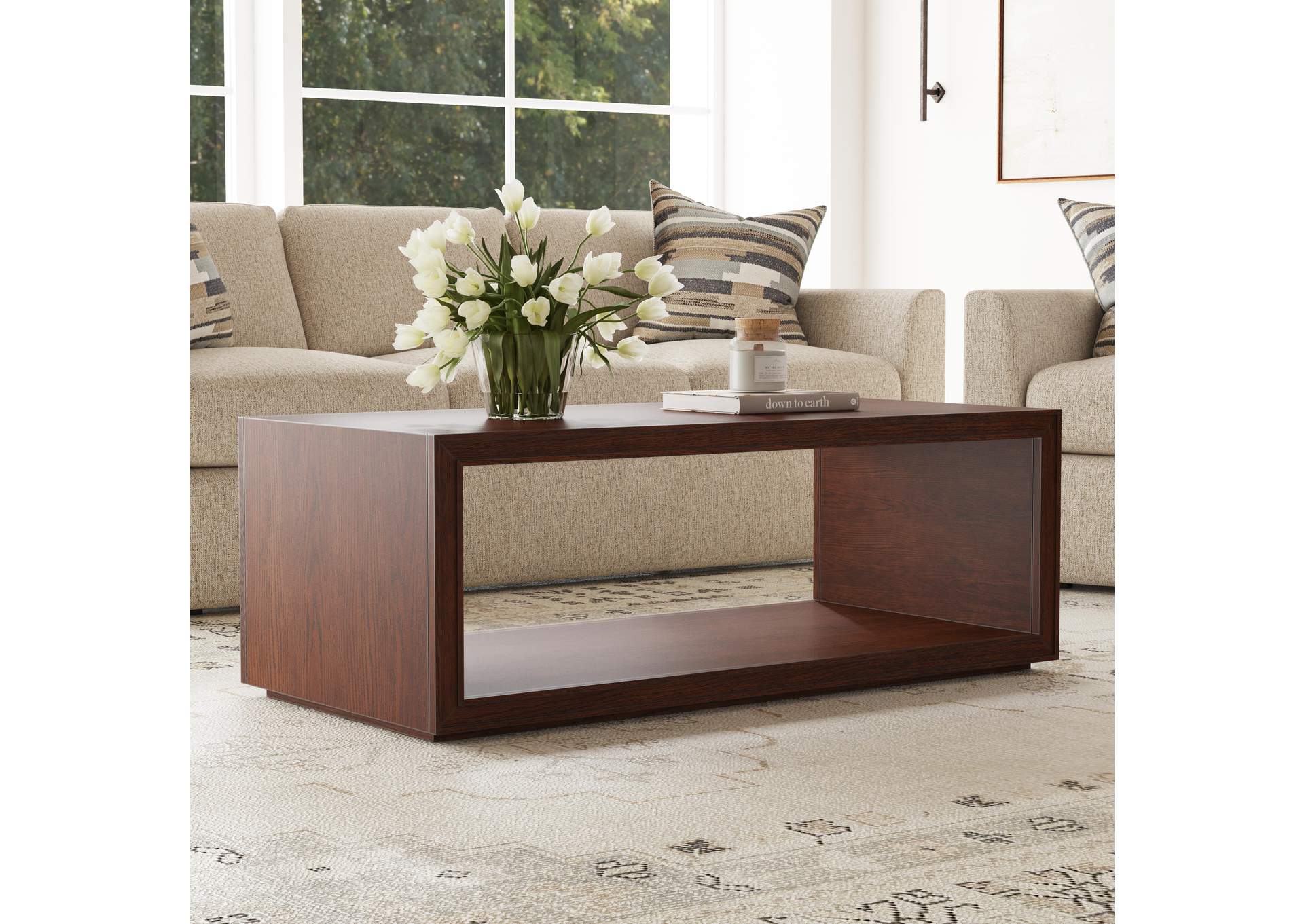 Waterfall Rectangular Coffee Table with Casters image 8