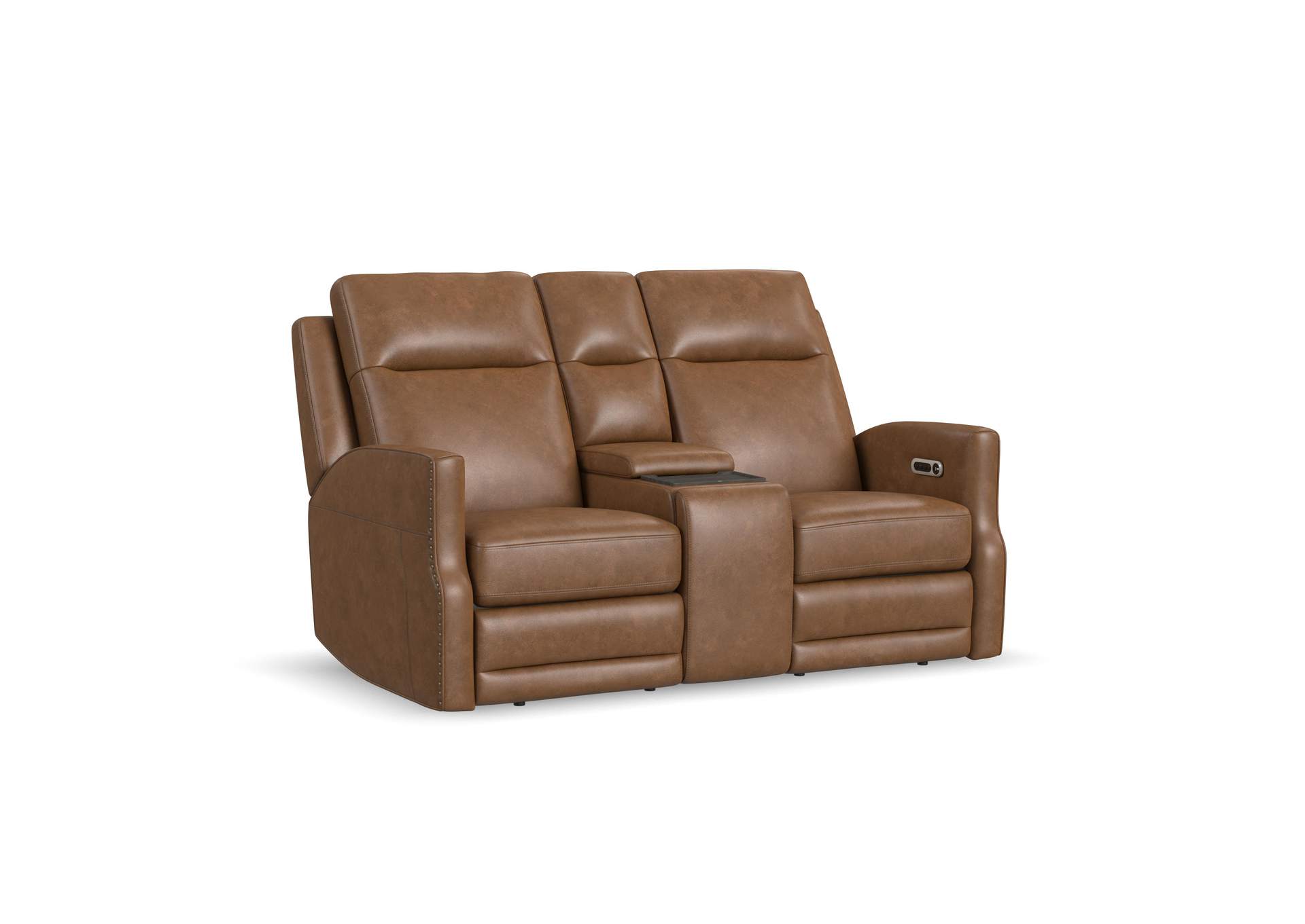 Maxwell Power Reclining Loveseat with Console, Power Headrests and Lumbar image 1