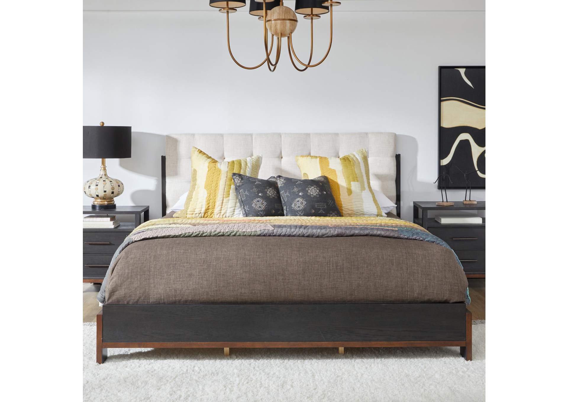 Waterfall King Upholstered Bed image 6