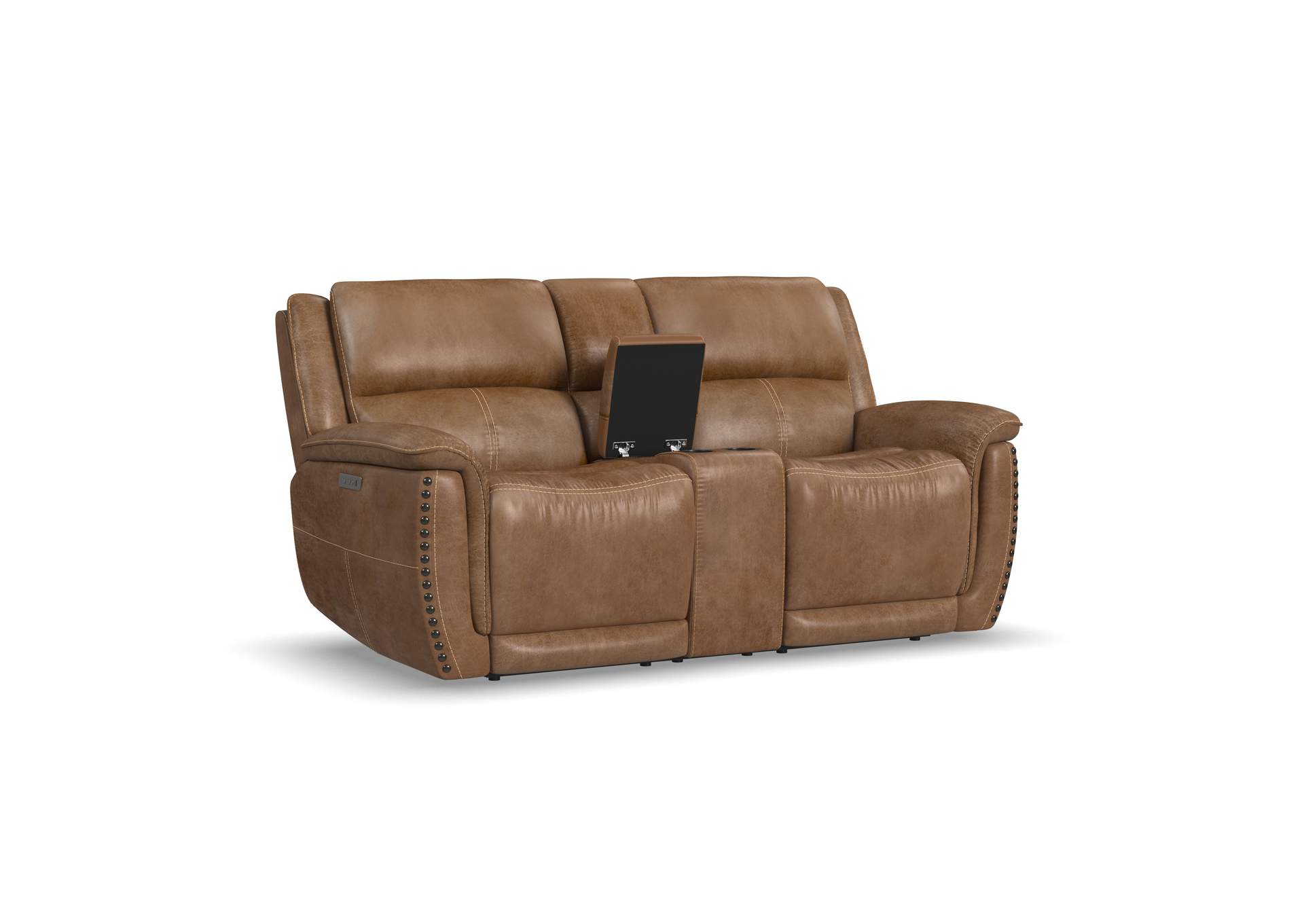 Beau Power Reclining Loveseat with Console & Power Headrests image 1