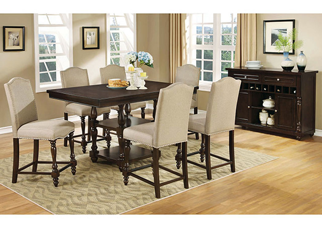 Hurdsfield II Antique Cherry Counter Table w/6 Counter Chair image 1