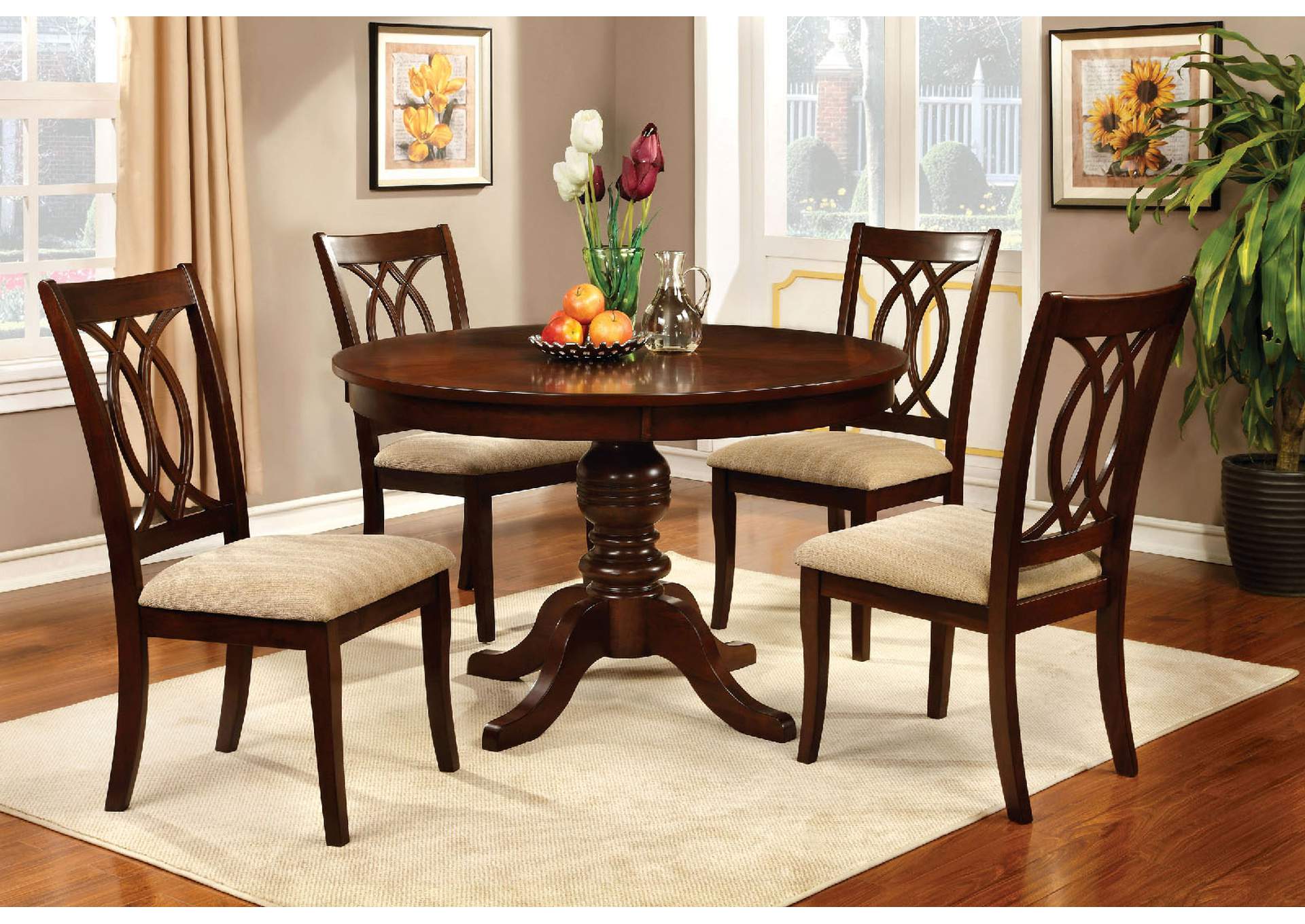 Carlisle Brown Dining Table w/4 Side Chair