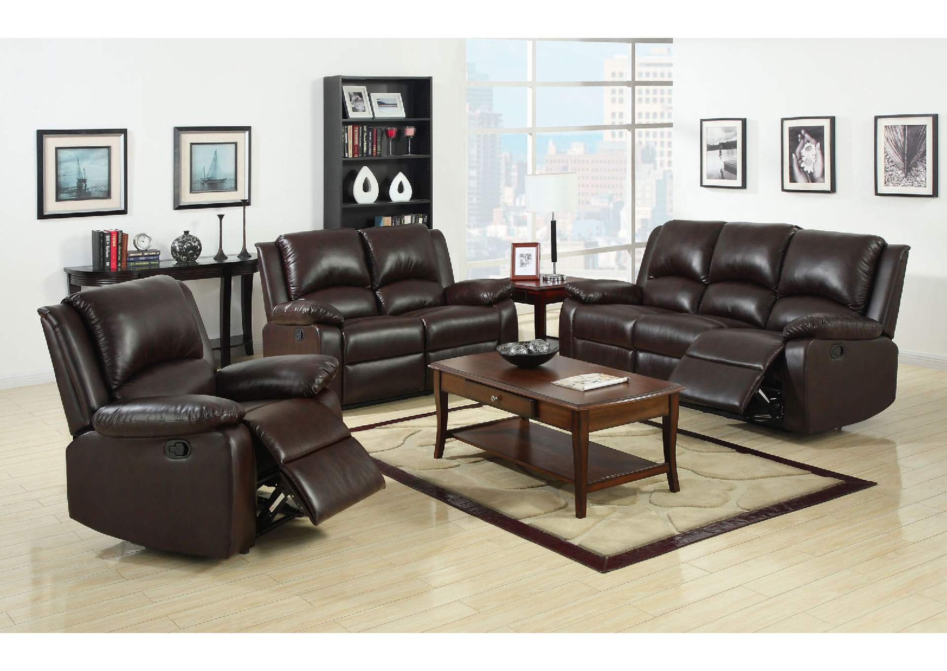 Oxford Rustic Dark Brown Motion Sofa and Loveseat