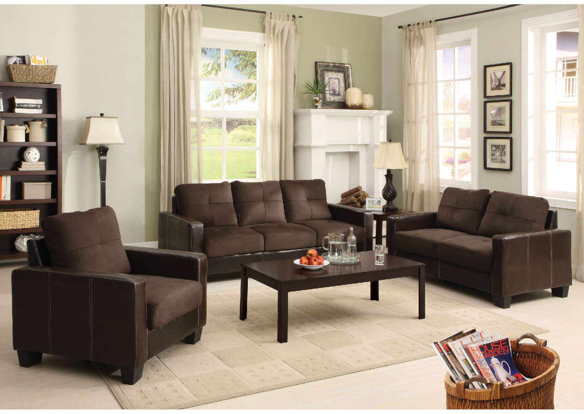 Laverne Chocolate Sofa and Loveseat image 1