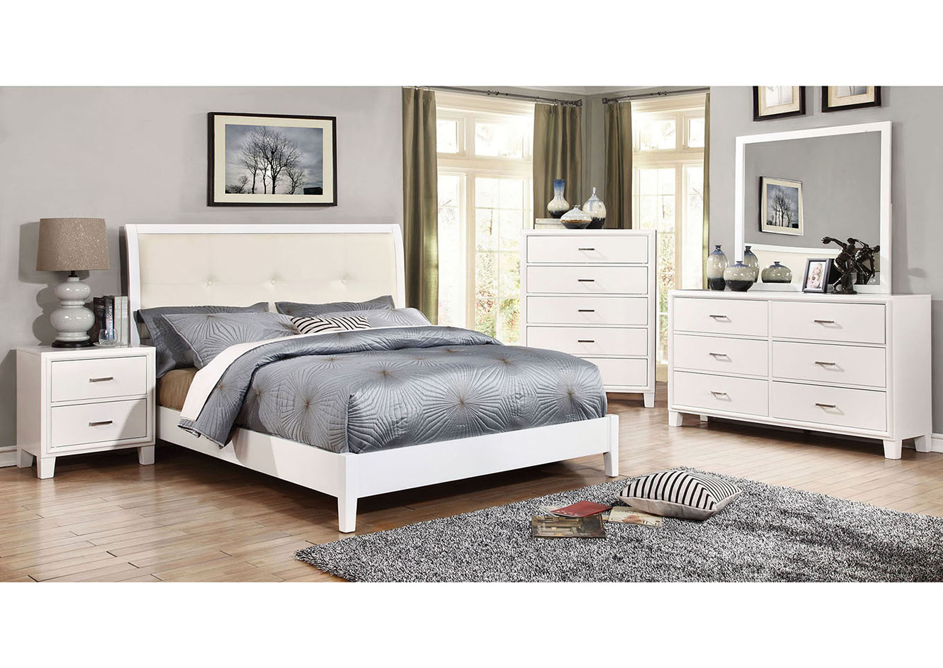 Enrico I White Dresser and Mirror
