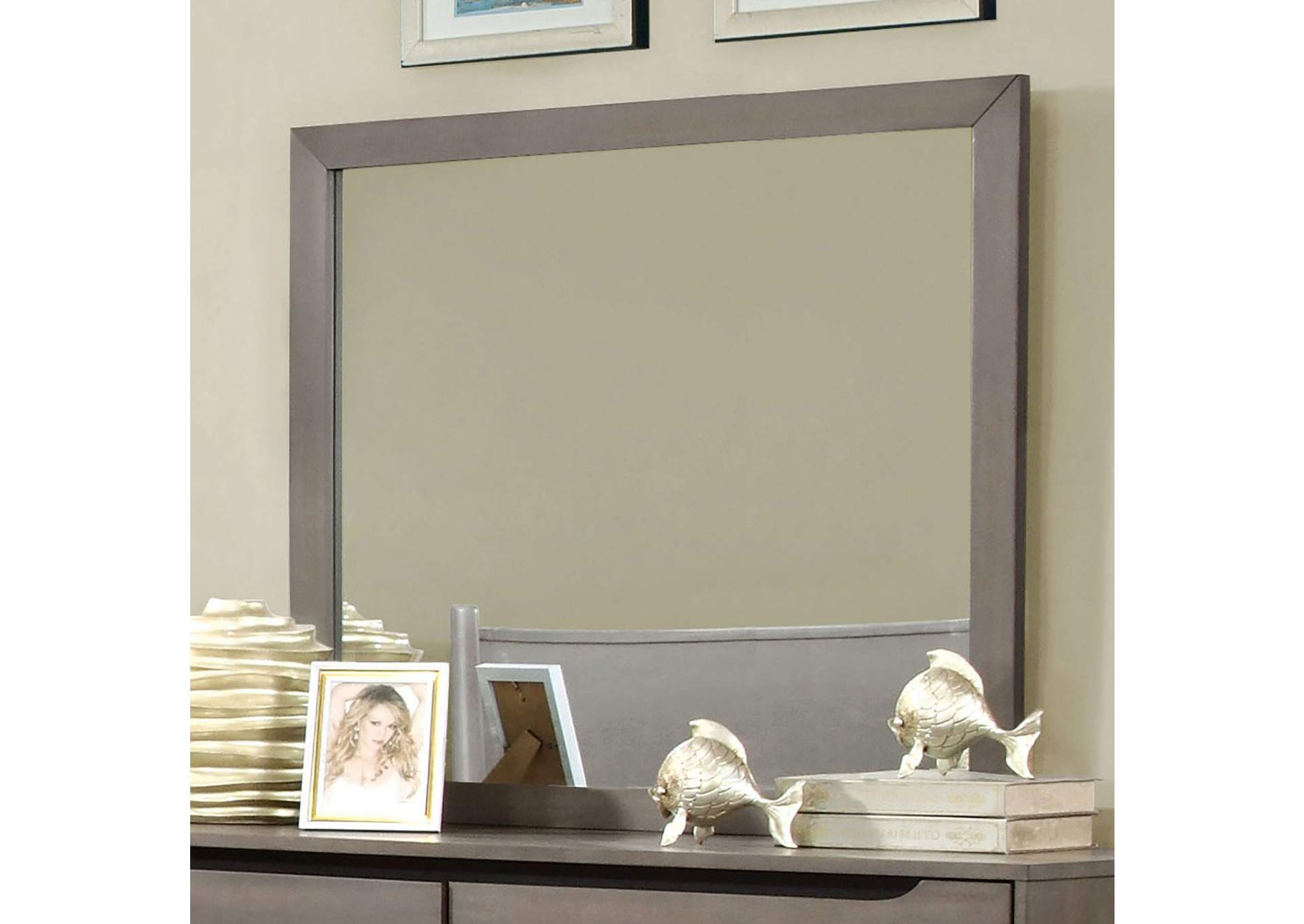 Lennart I Gray Full Platform Bed w/Dresser and Mirror