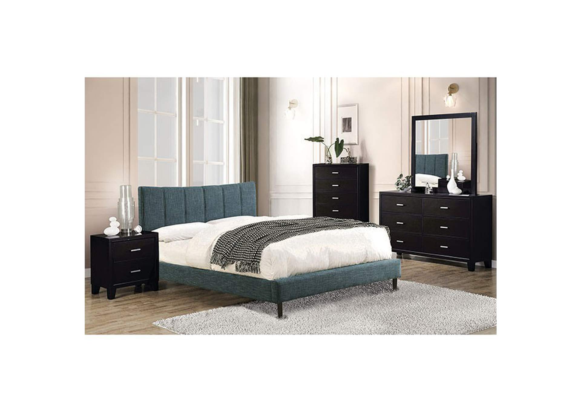 Ennis Queen Bed, Dark Blue