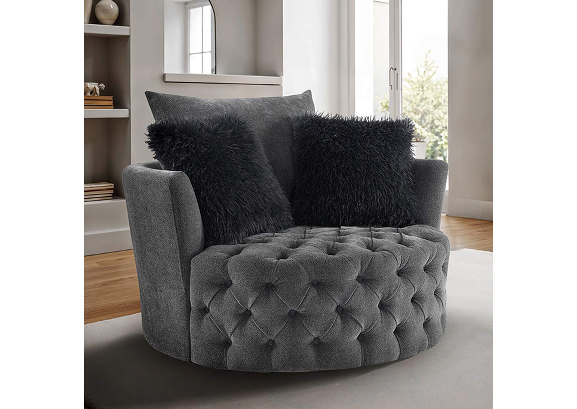 Sofi Button Tufted Swivel Chair image 1