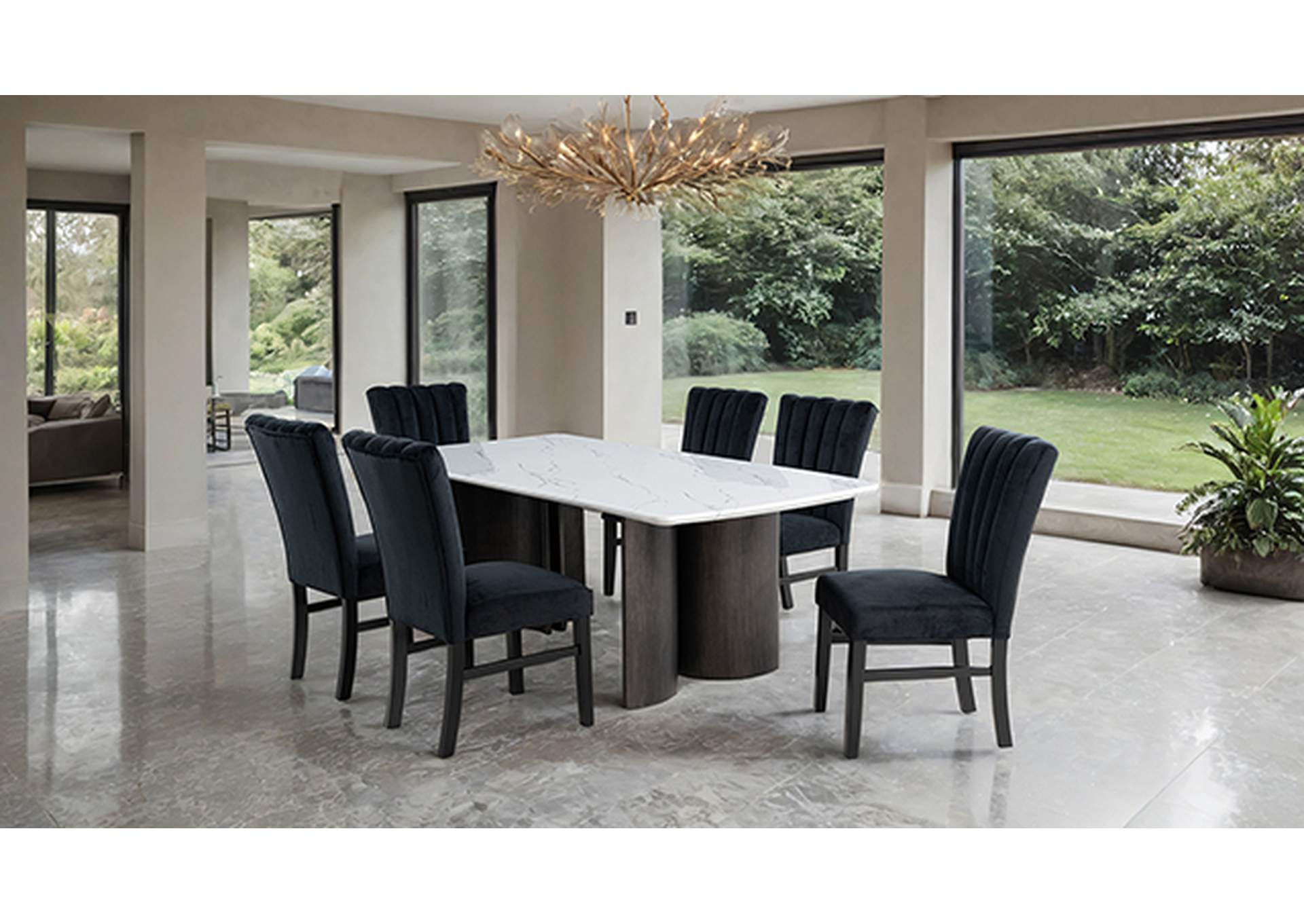 Selsey Dining Table, White Stone Top image 3