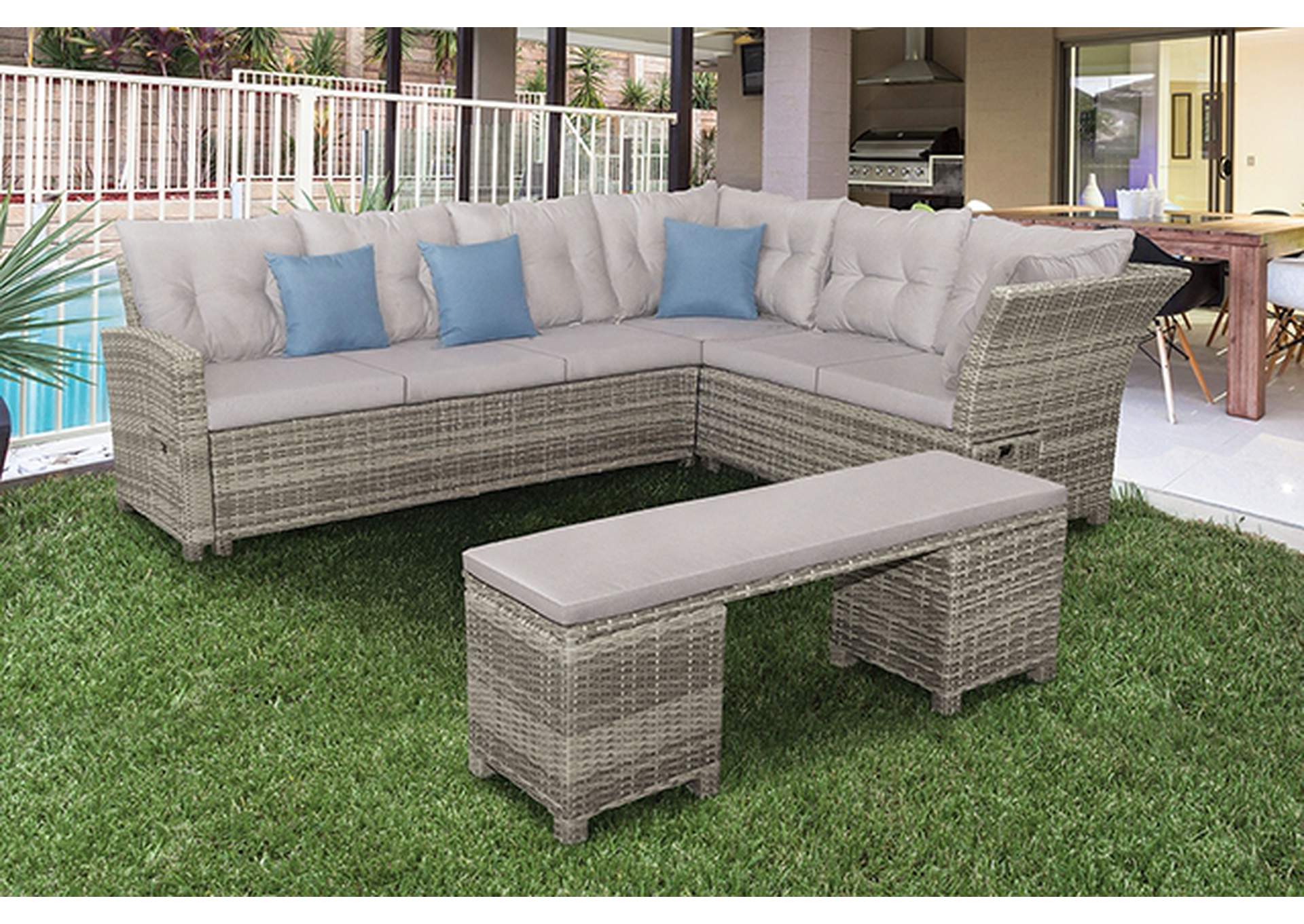 Malia 5 Pc. Sectional Set w/ Bench image 3