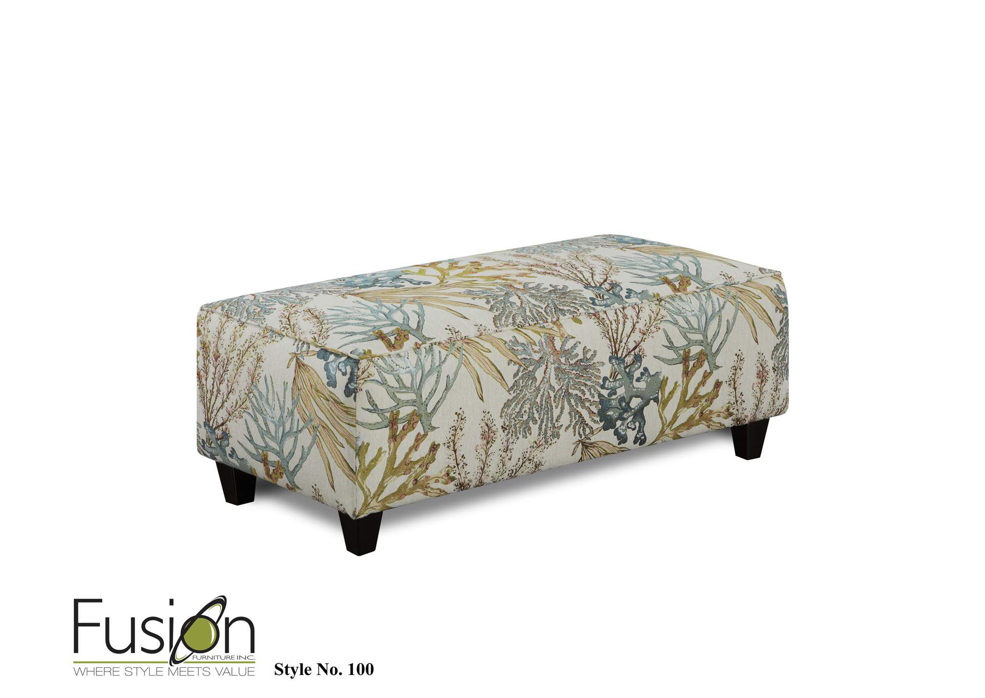 Labyrinth Sky Coral Reef Carribean Cocktail Ottoman image 1