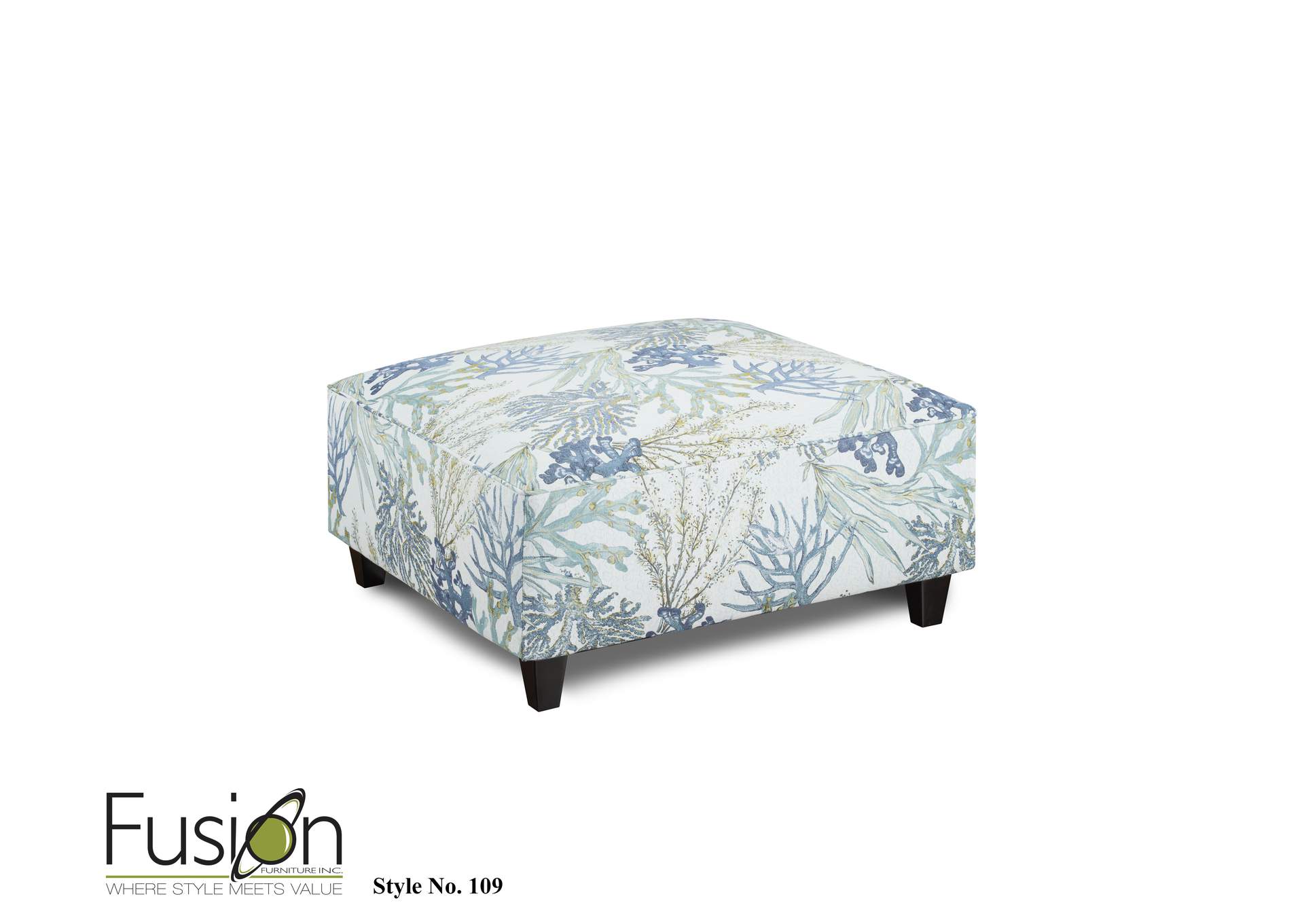 Grande Glacier Coral Reef Oceanside Cocktail Ottoman image 1