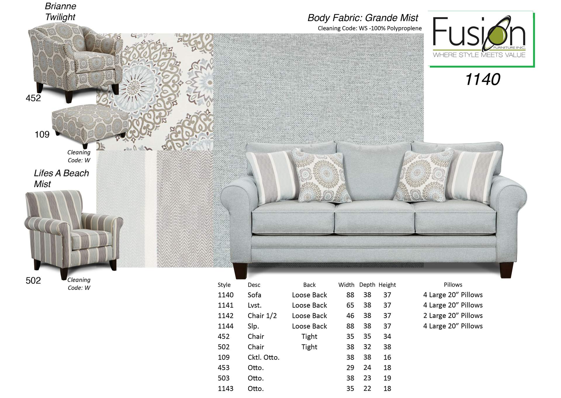 Grande Mist (Revolution) Lifes A Beach Mist Ottoman image 1