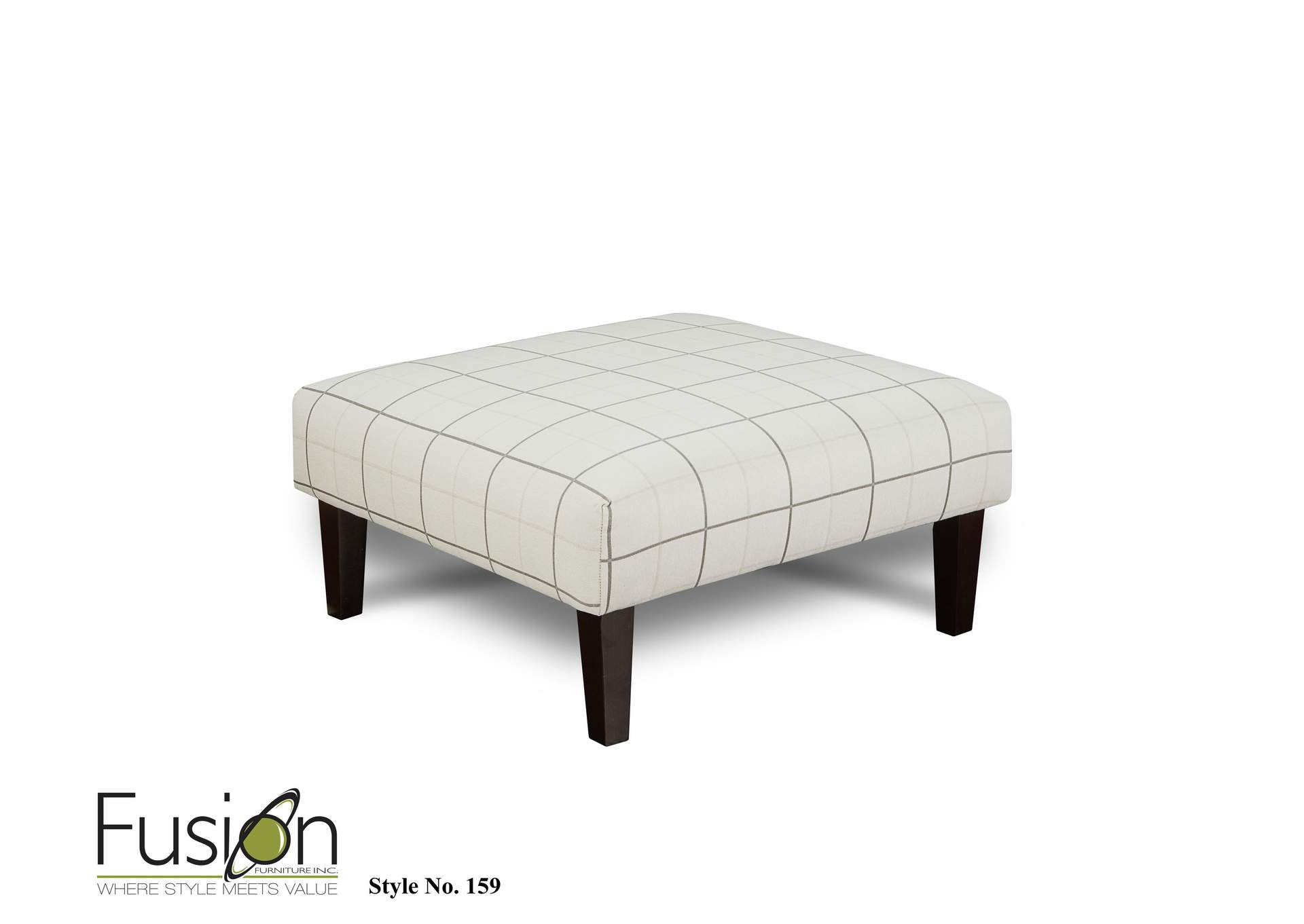 Evenings Stone (Revolution) Windowpane Chalk Cocktail Ottoman image 1