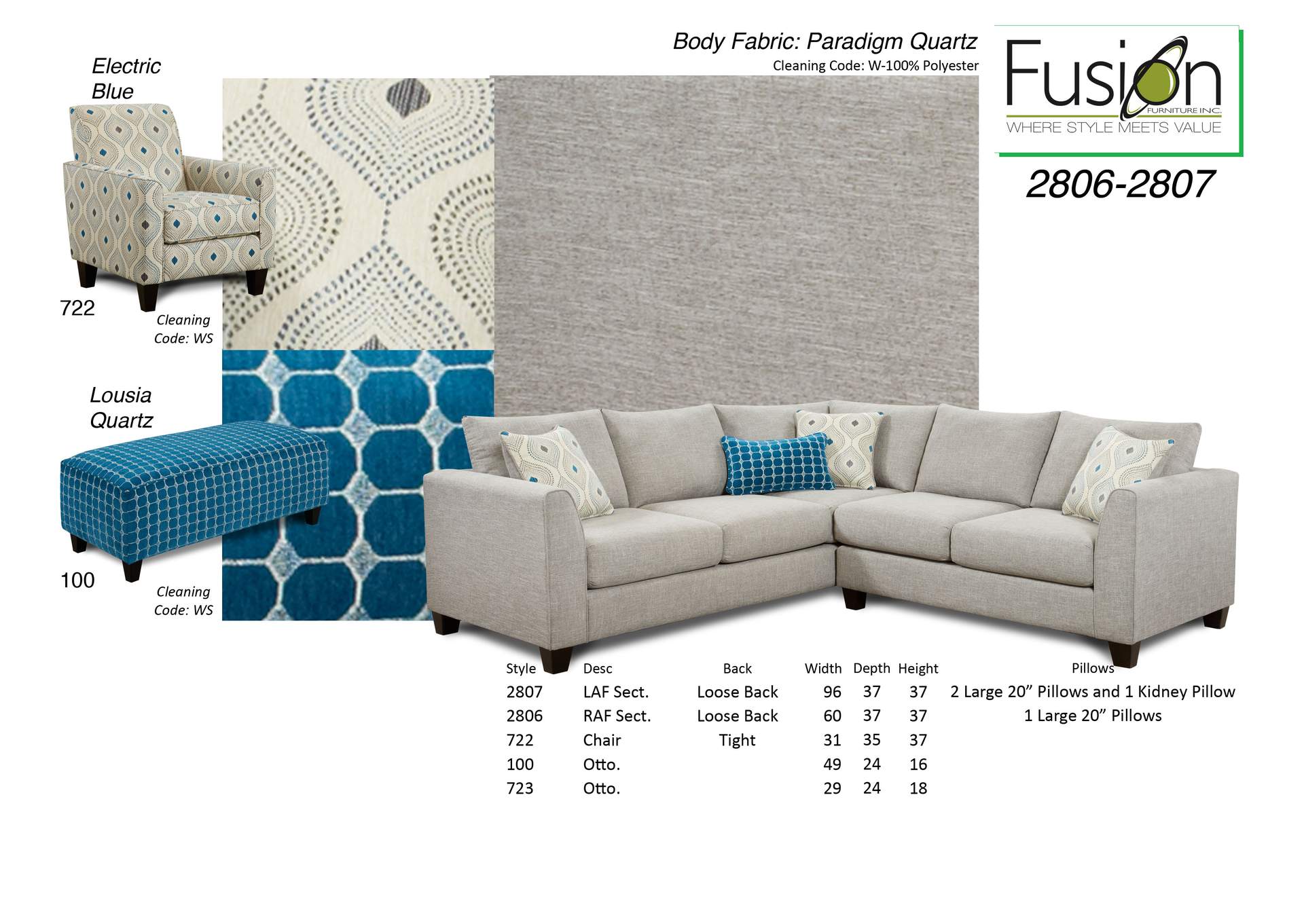 Paradigm Quartz Electric Blue Ottoman image 1