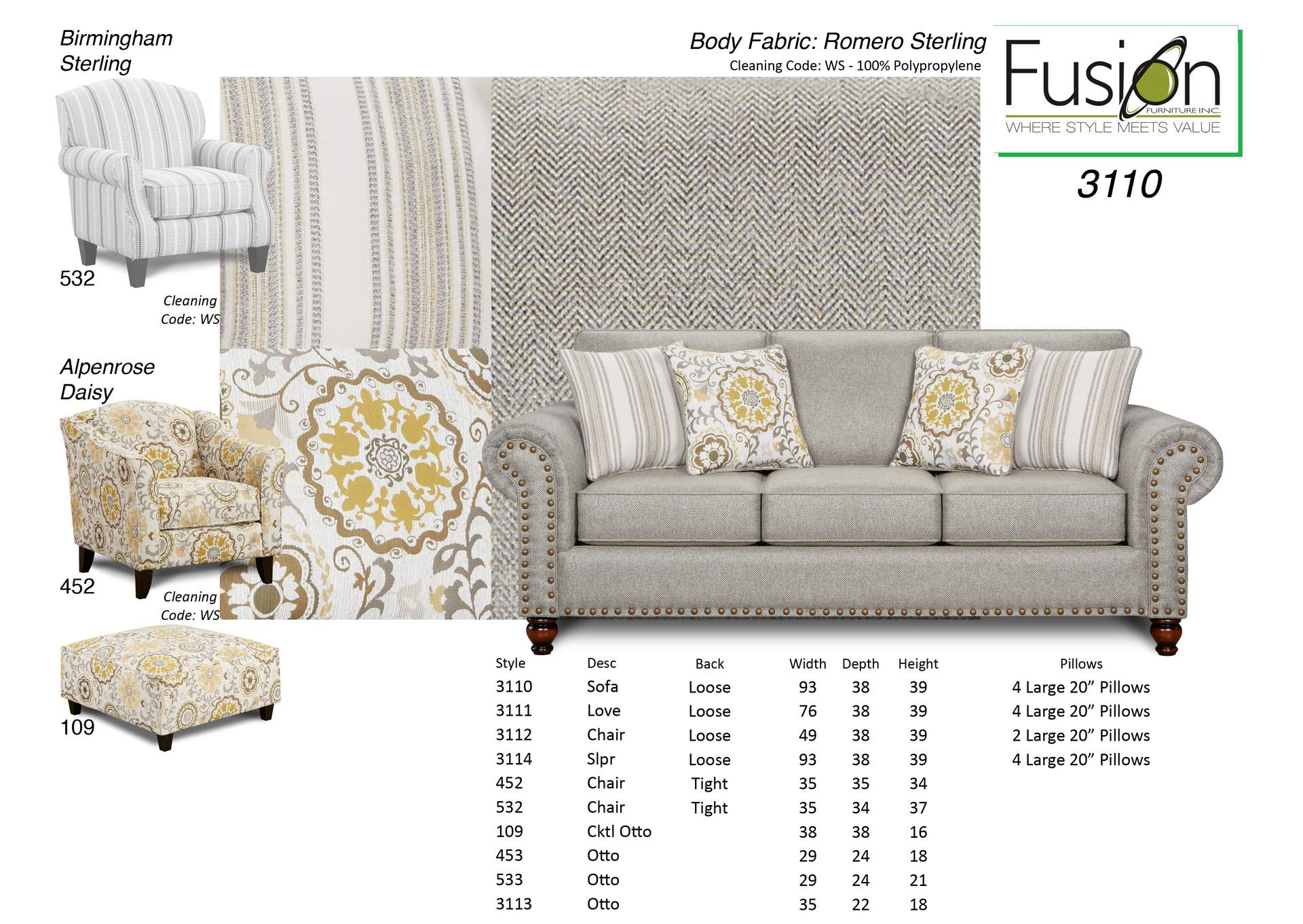 Romero Sterling (Revolution) Cloudy Sofa image 1