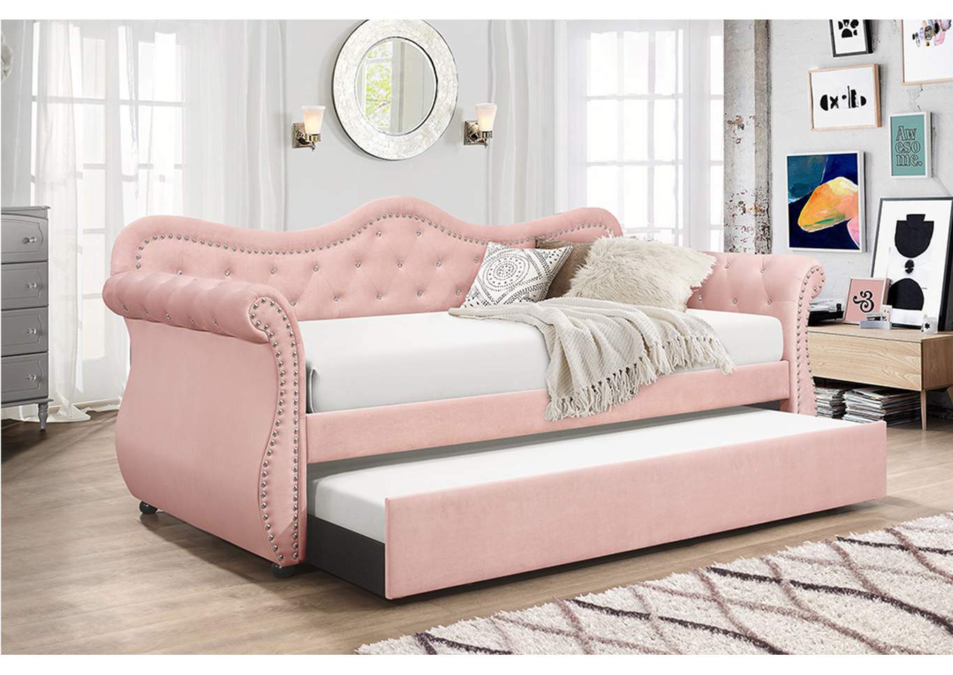 Abby Pink Day Bed image 1