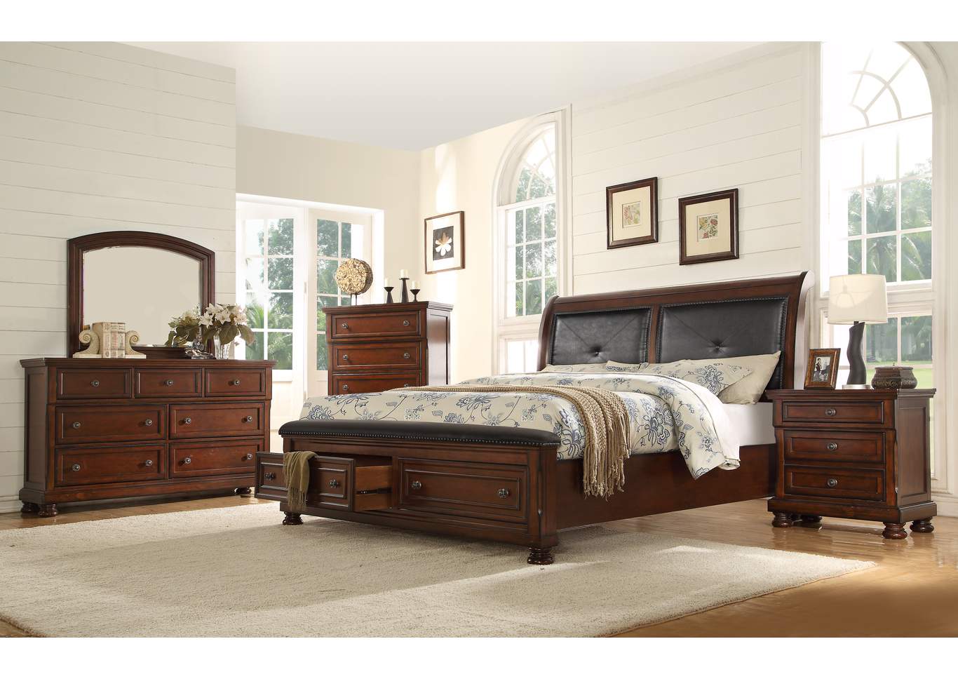 Austin Dark Walnut King 5 Piece Bedroom Set image 1