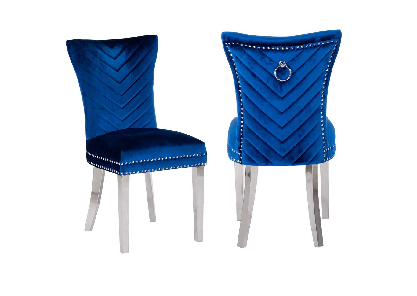 Eva Blue Steel Leg Dining Chair image 1