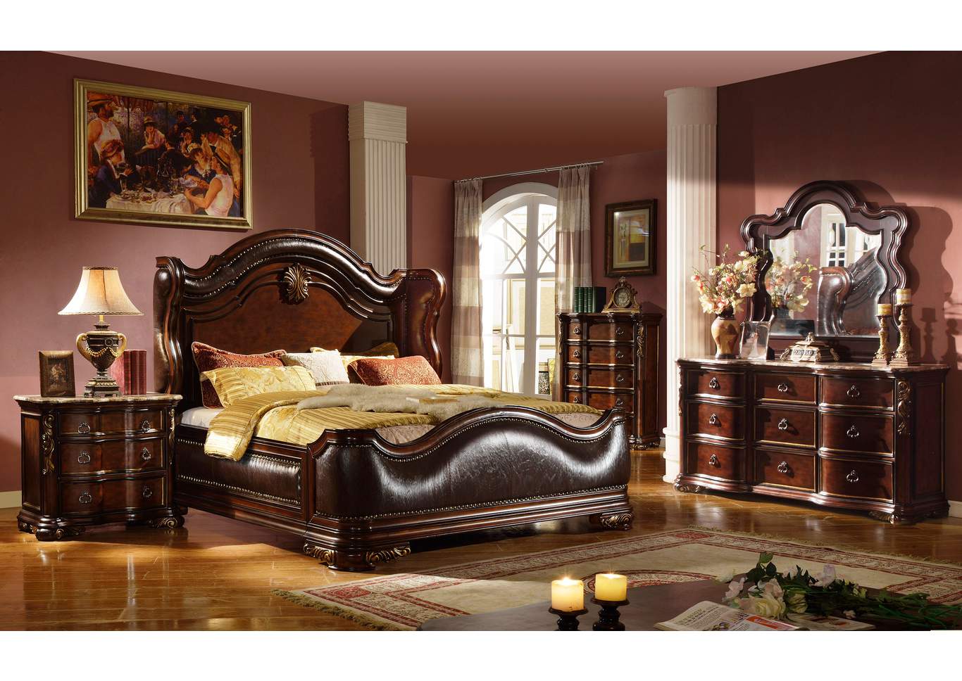 Bella Dark Walnut King 5 Piece Bedroom Set image 1