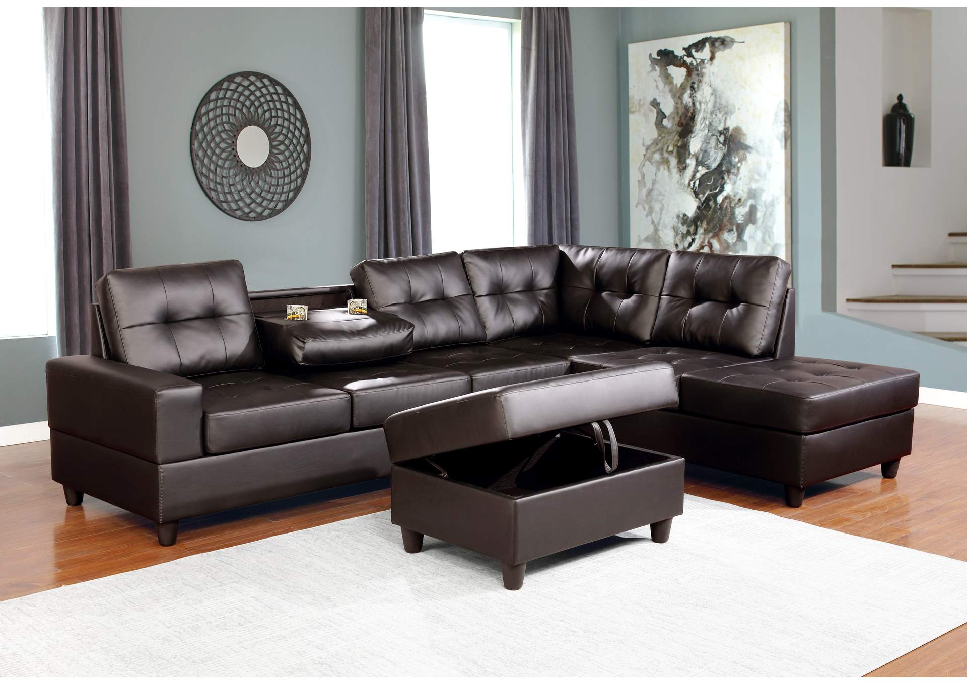 Boston Brown Reversable Sectional Sofa image 1