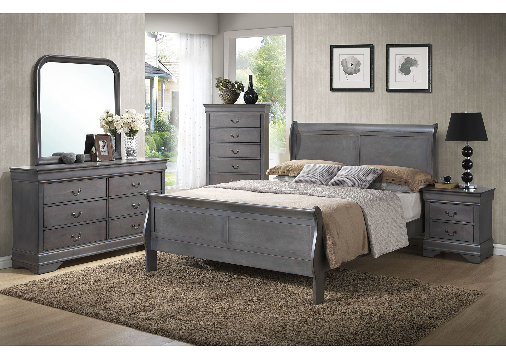 LP Grey Dresser and Mirror image 1