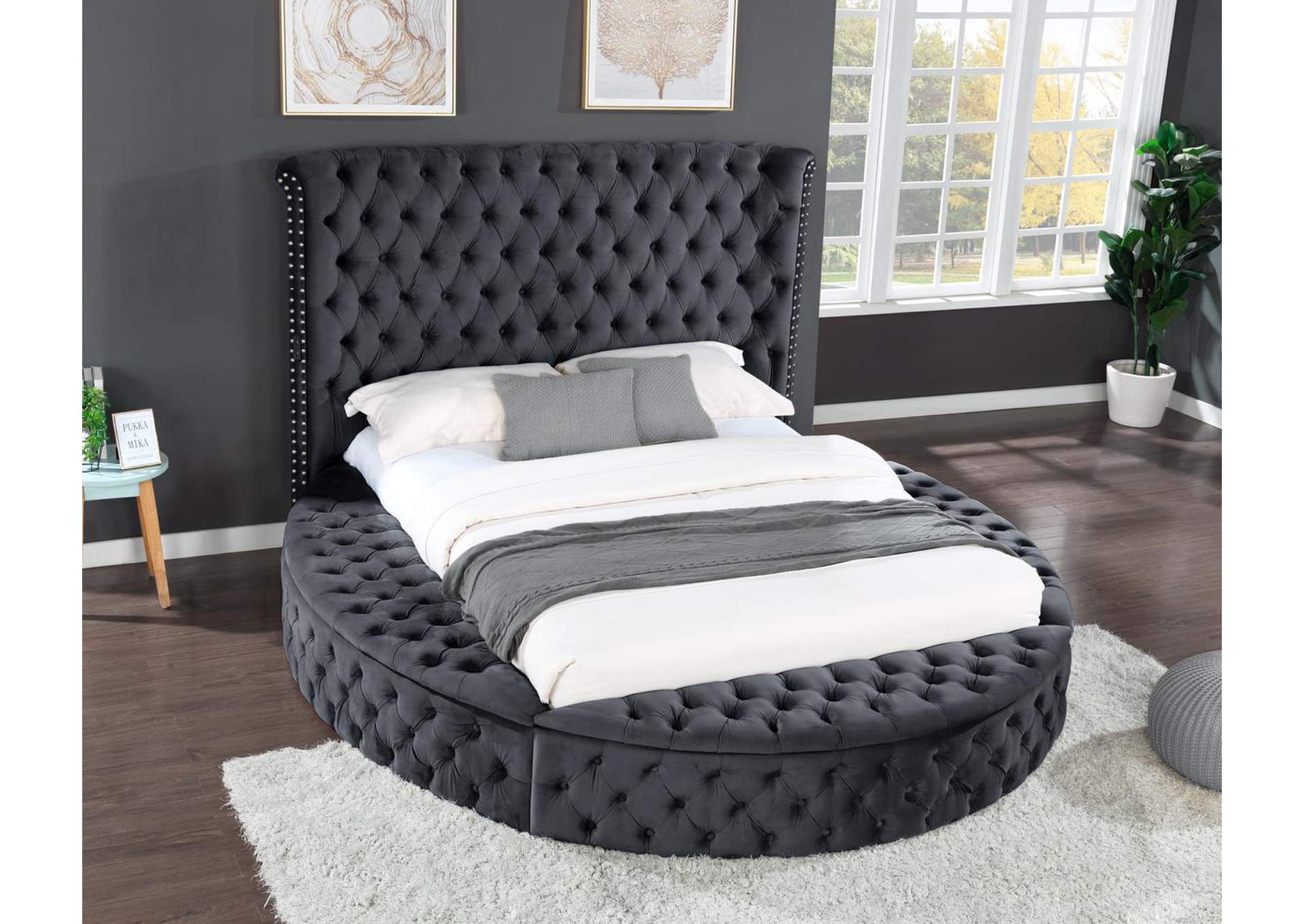 Hazel Black  Queen Upholstered Bed image 1