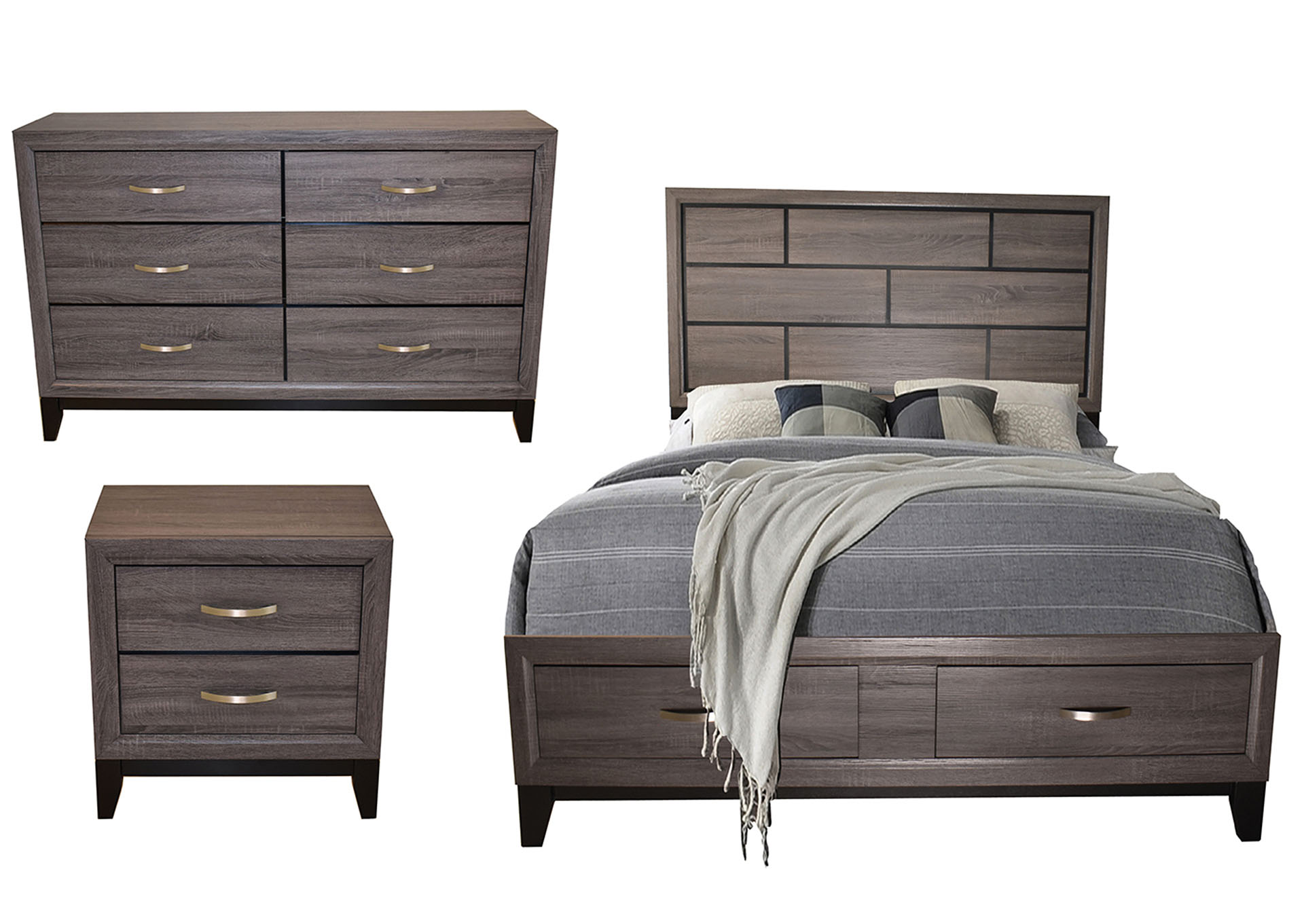Hudson Gray 4 Piece Queen Bedroom Set image 1