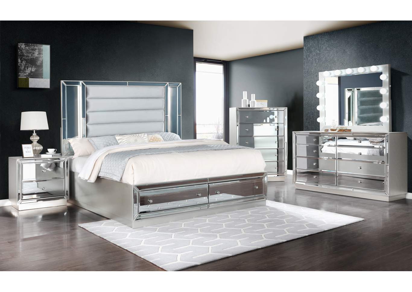 Infinity Silver Queen 4 Piece Bedroom Set image 1
