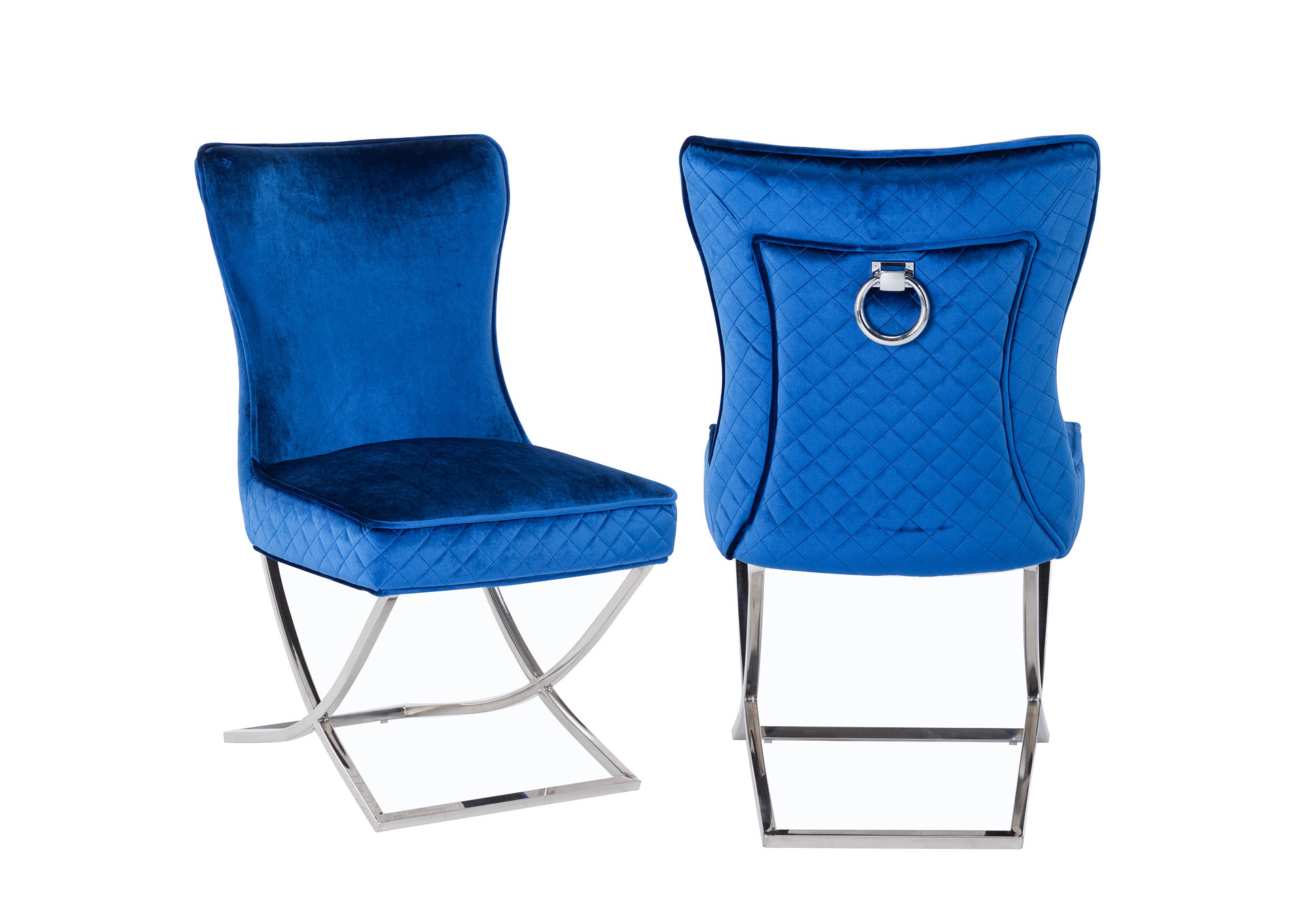 Janet Blue Steel Leg Dining Chair image 1