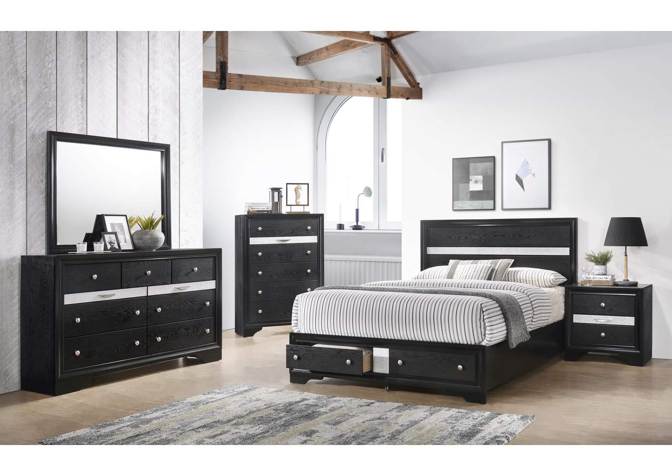 Matrix Black Queen 4 Piece Bedroom Set image 1