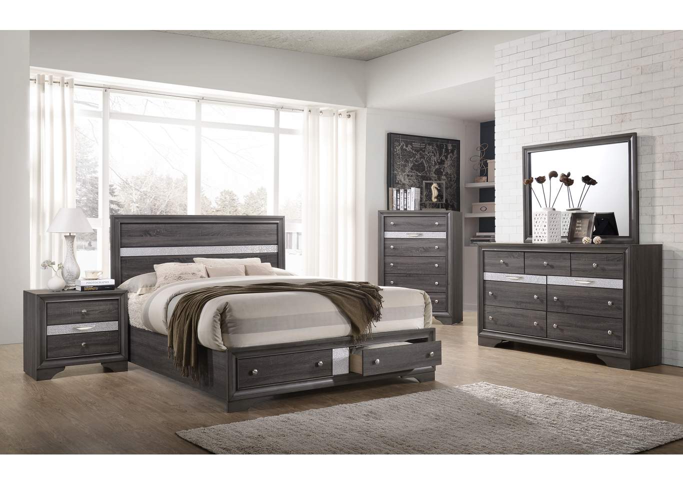 Matrix Gray Queen 4 Piece Bedroom Set image 1