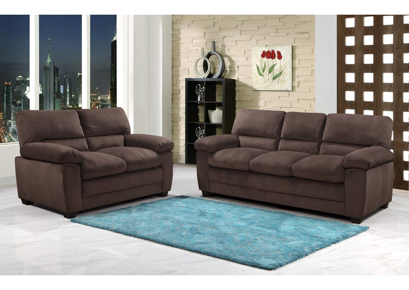 Maxx Brown  Sofa + Loveseat image 1