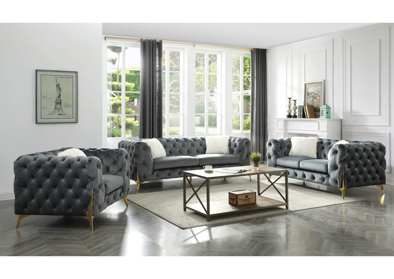 Moderno Gray Sofa + Loveseat image 1