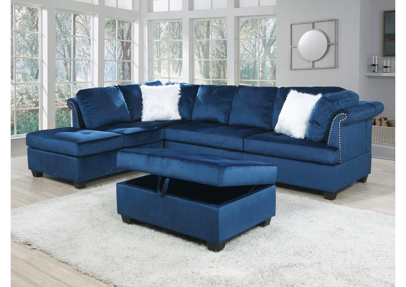 Omega Navy Sectional Sofa image 1