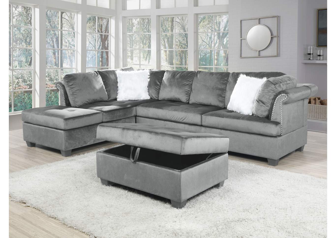Omega Gray Sectional Sofa image 1
