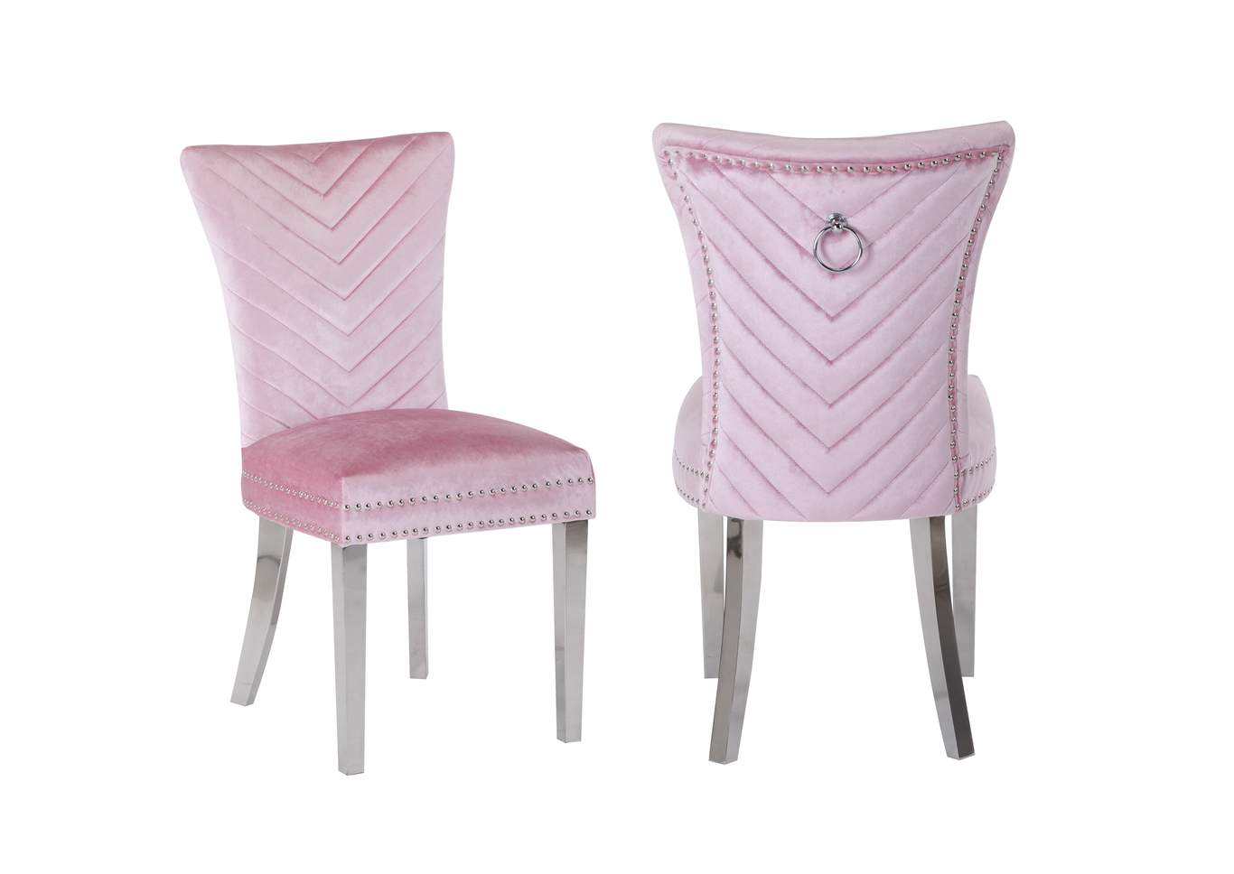 Eva Pink Steel Leg Dining Chair image 1