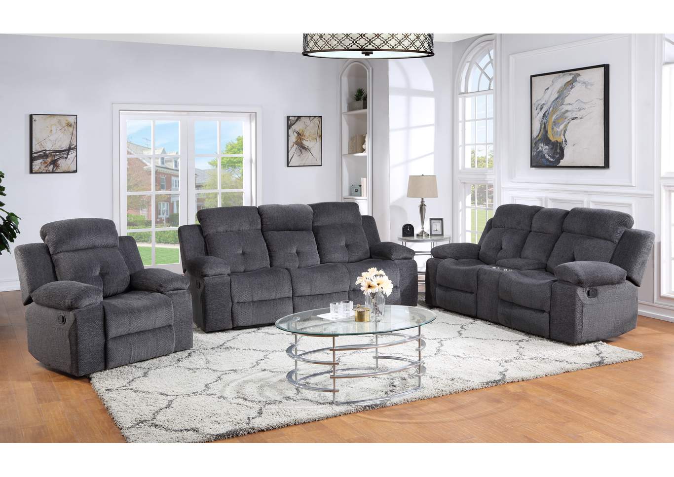 Pheonix Sofa With 2 Recliner+Drop Down Tray image 1