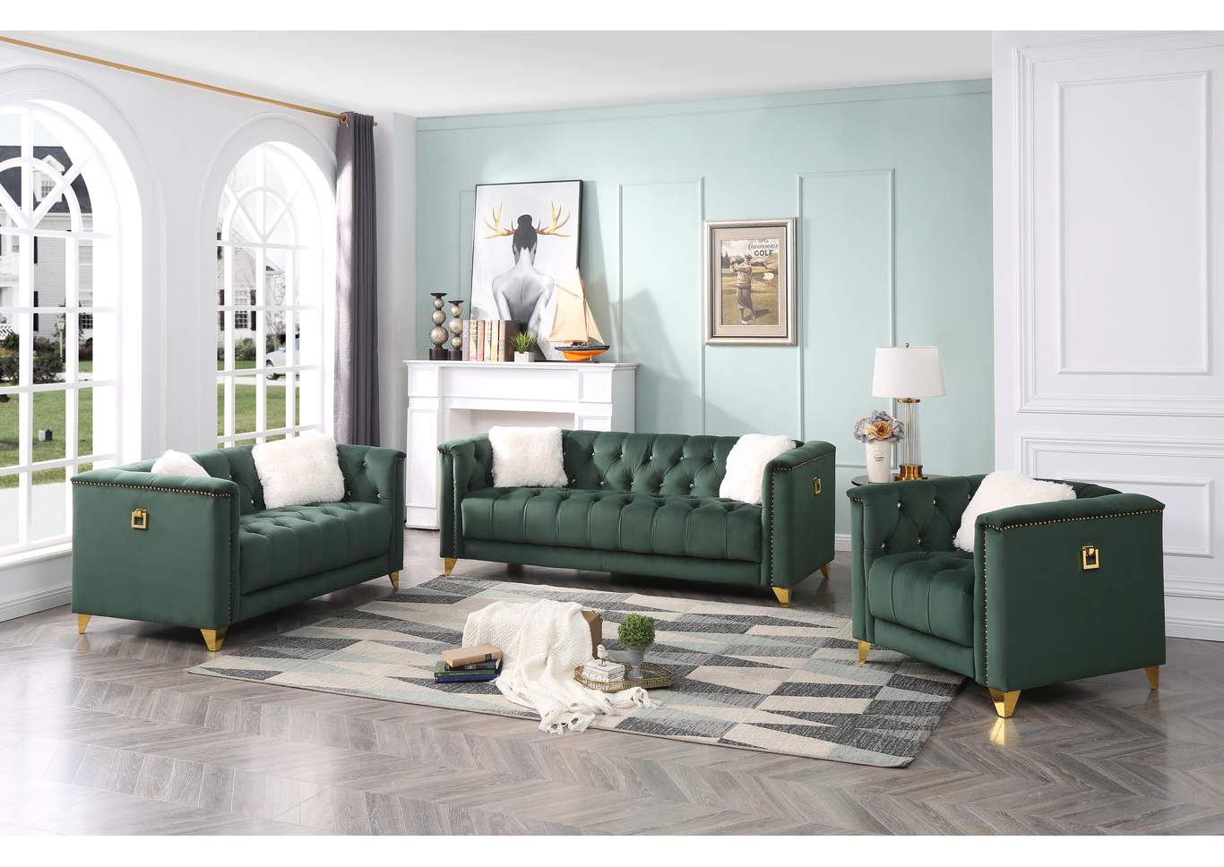 Russell Green 2 Piece Living Room Set image 1