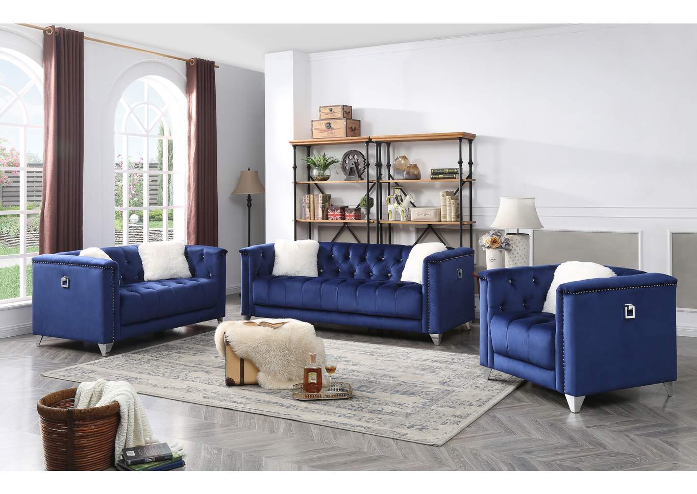 Russell Blue 2 Piece Living Room Set image 1