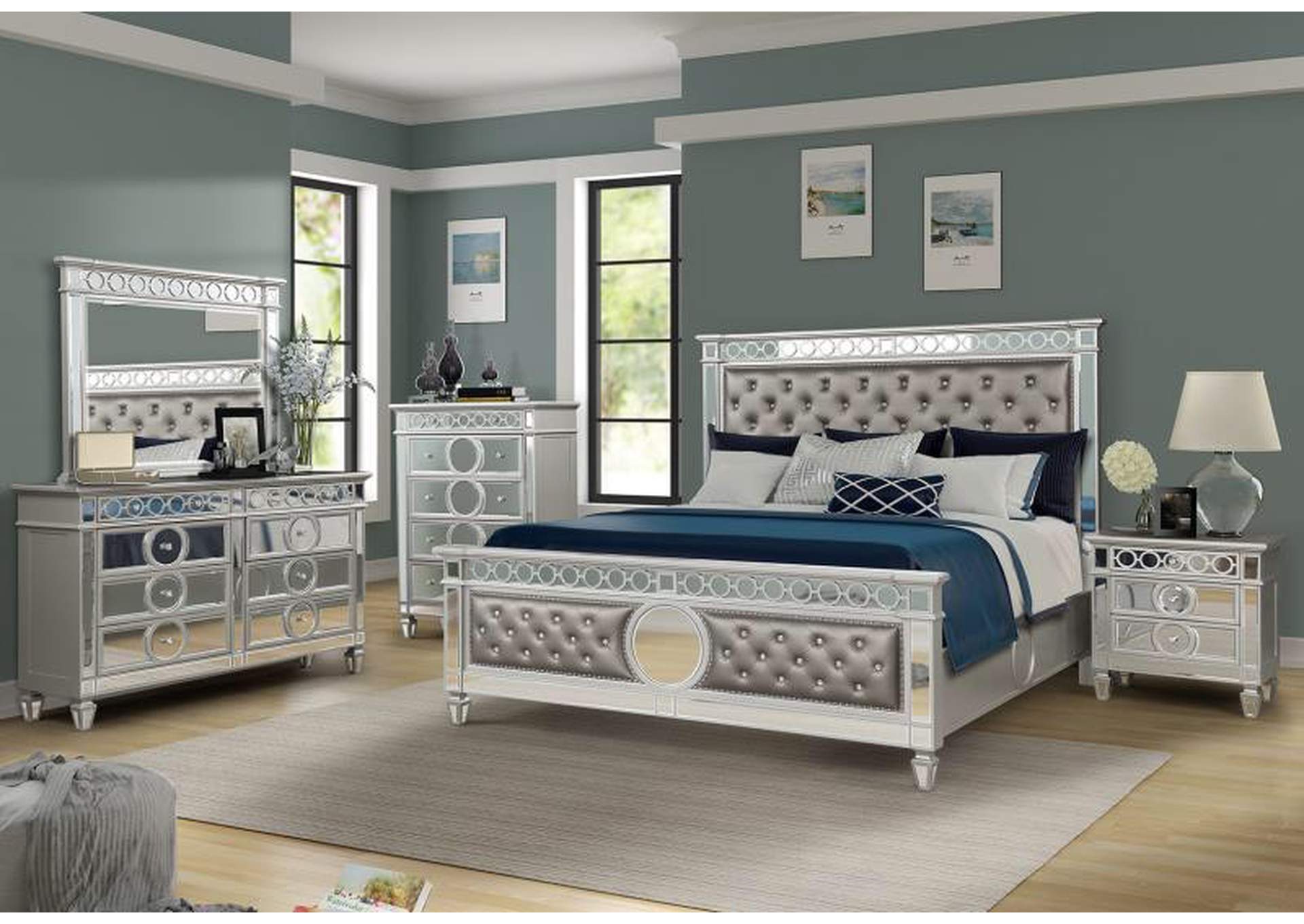 Symphony Silver 5 Piece King Bedroom Set image 1