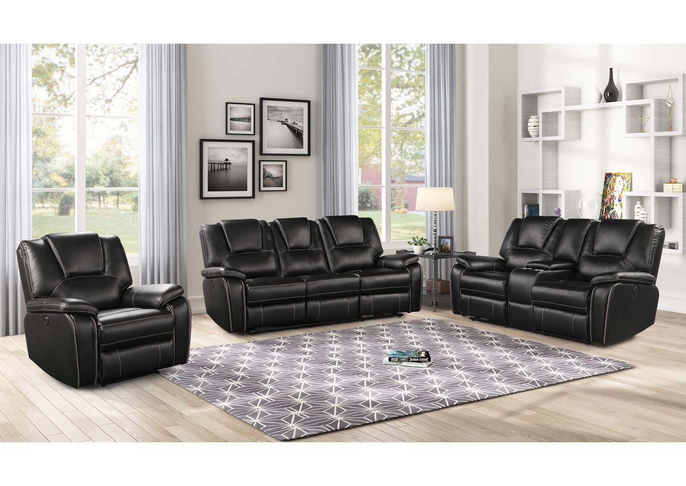 Hong Kong Black 2 Piece Living Room Set image 1