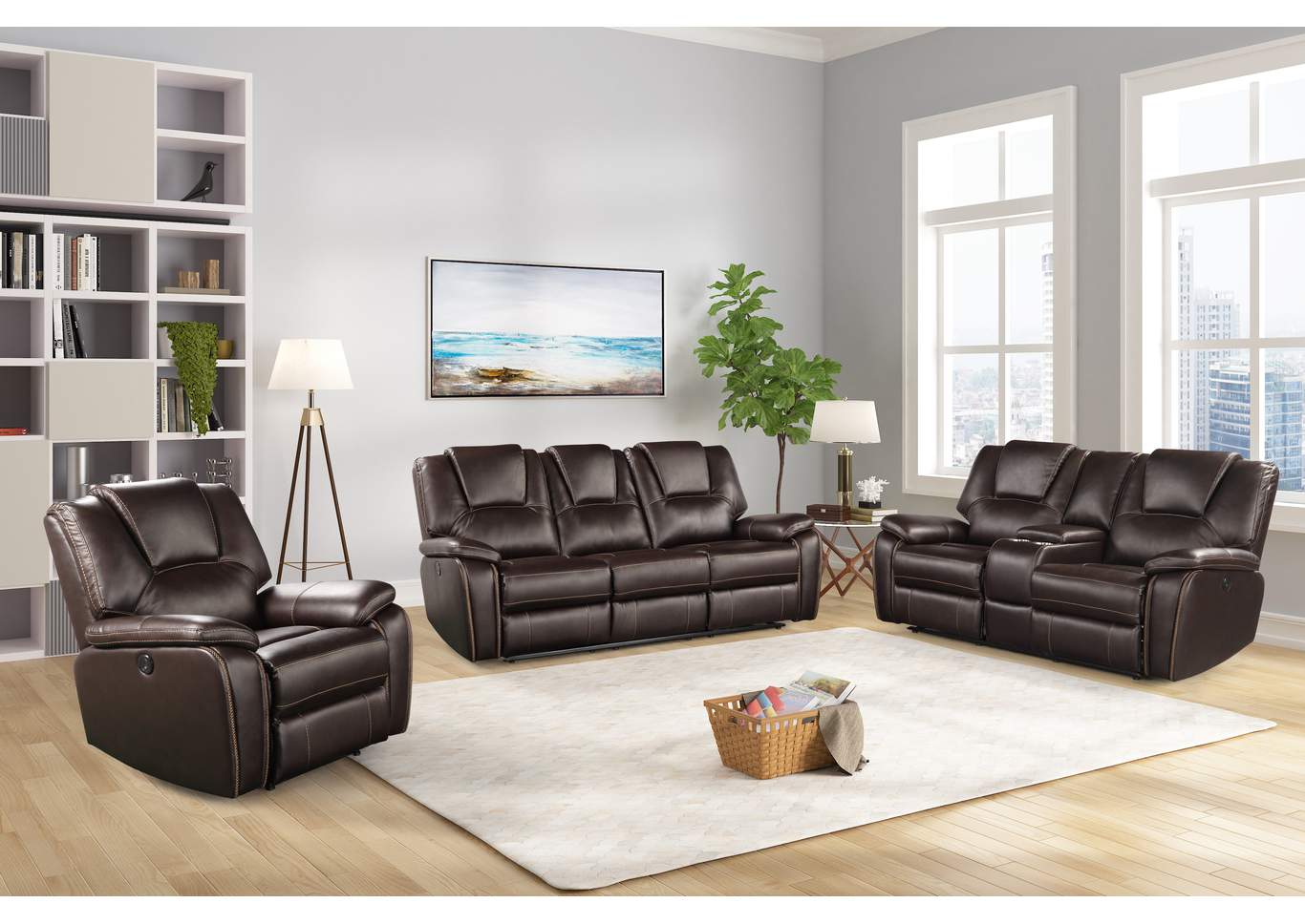 Hong Kong Brown 2 Piece Living Room Set image 1