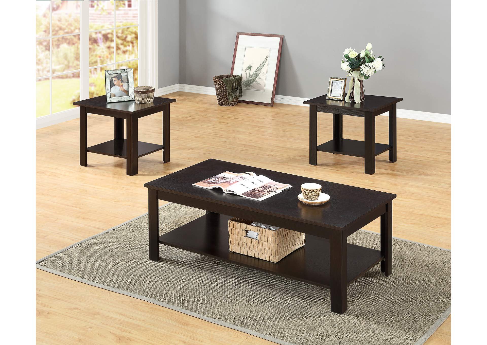 3316C 3 Piece Cappuccino Coffee And End Table Set image 1
