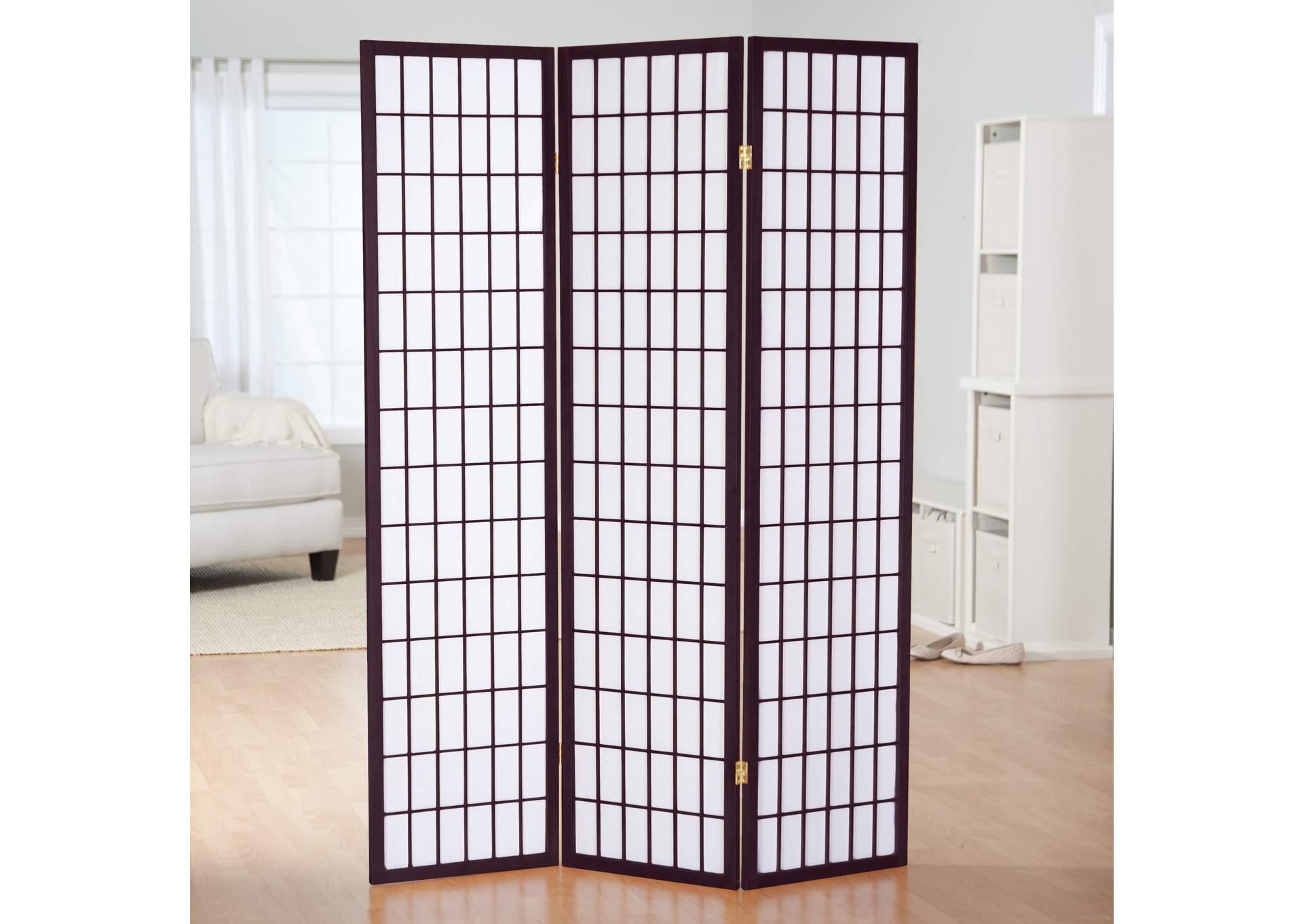 3420C 3 Panel Room Divider Cherry image 1