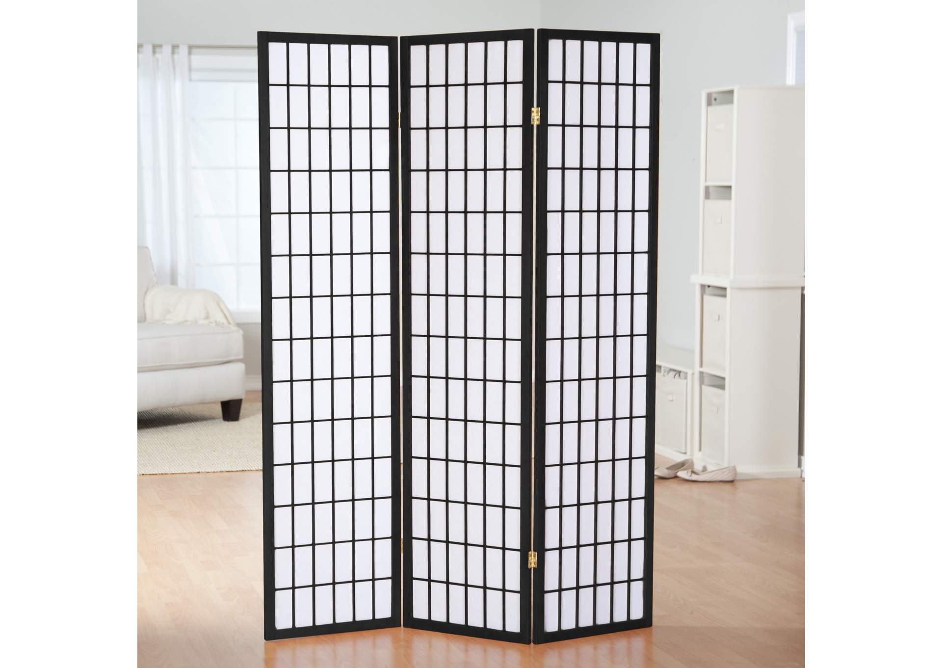 3420K 3 Panel Room Divider Black image 1